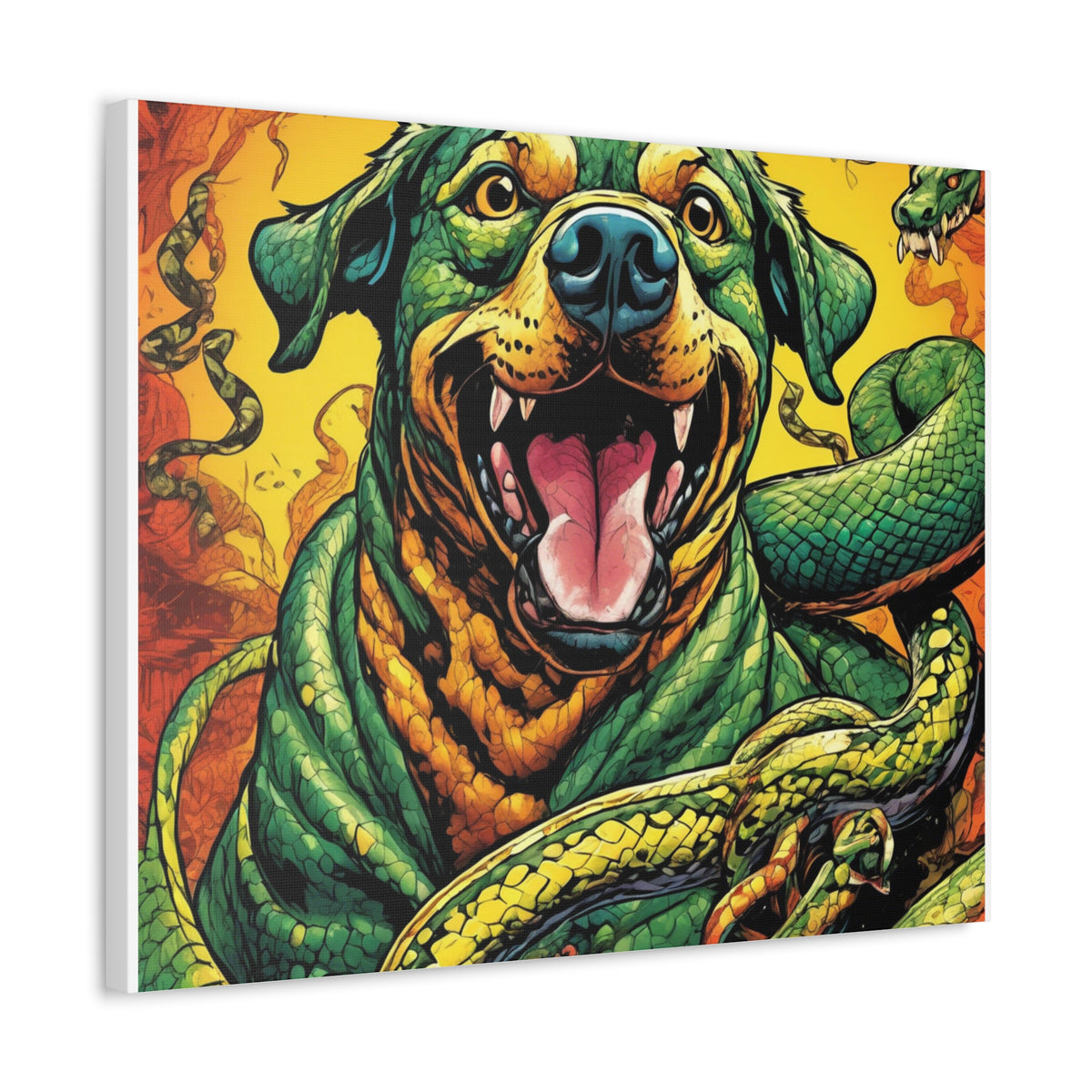 Surreal Serpent Hound Dark Fantasy Canvas Wall Art