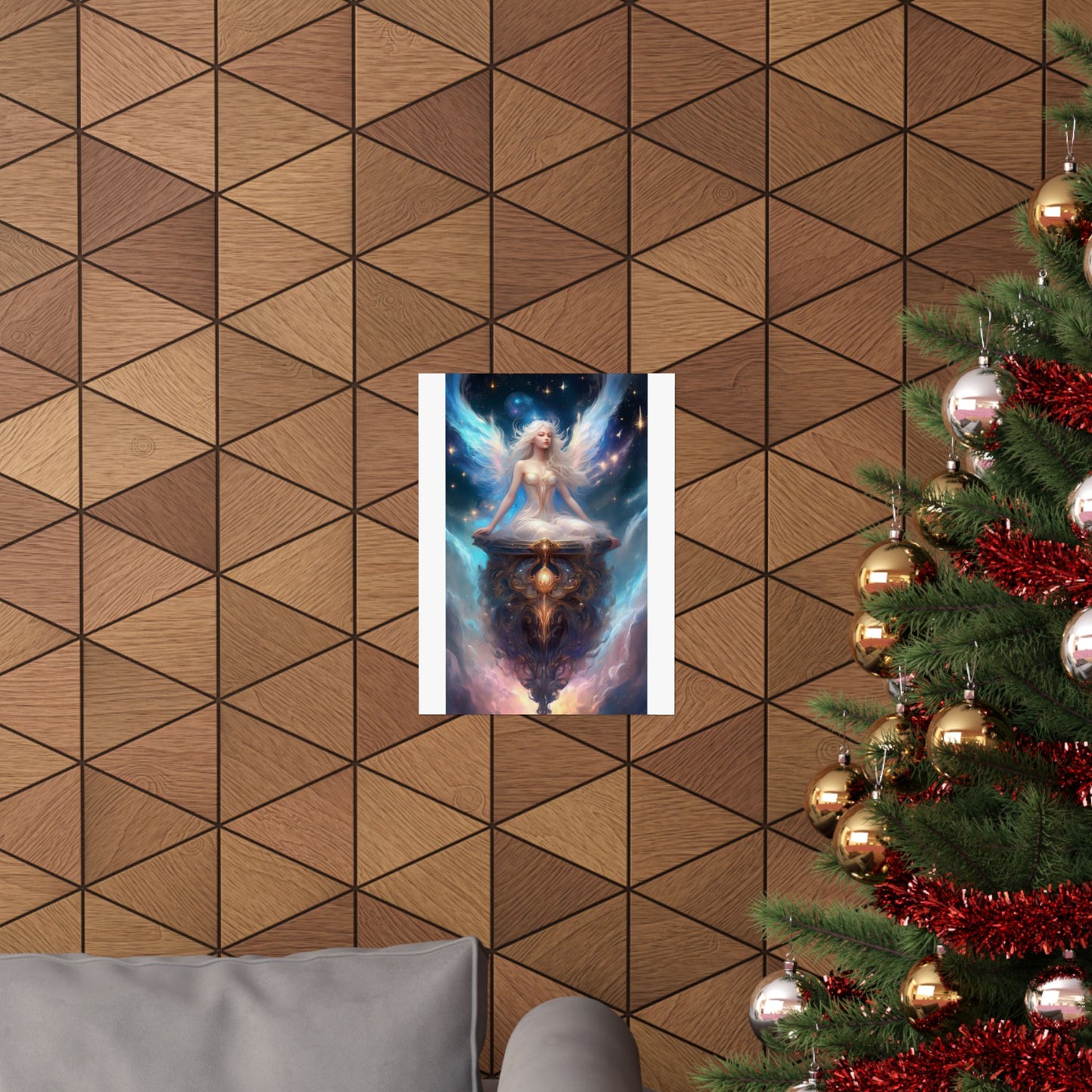 Celestial Winged Meditation Fantasy Portrait Poster