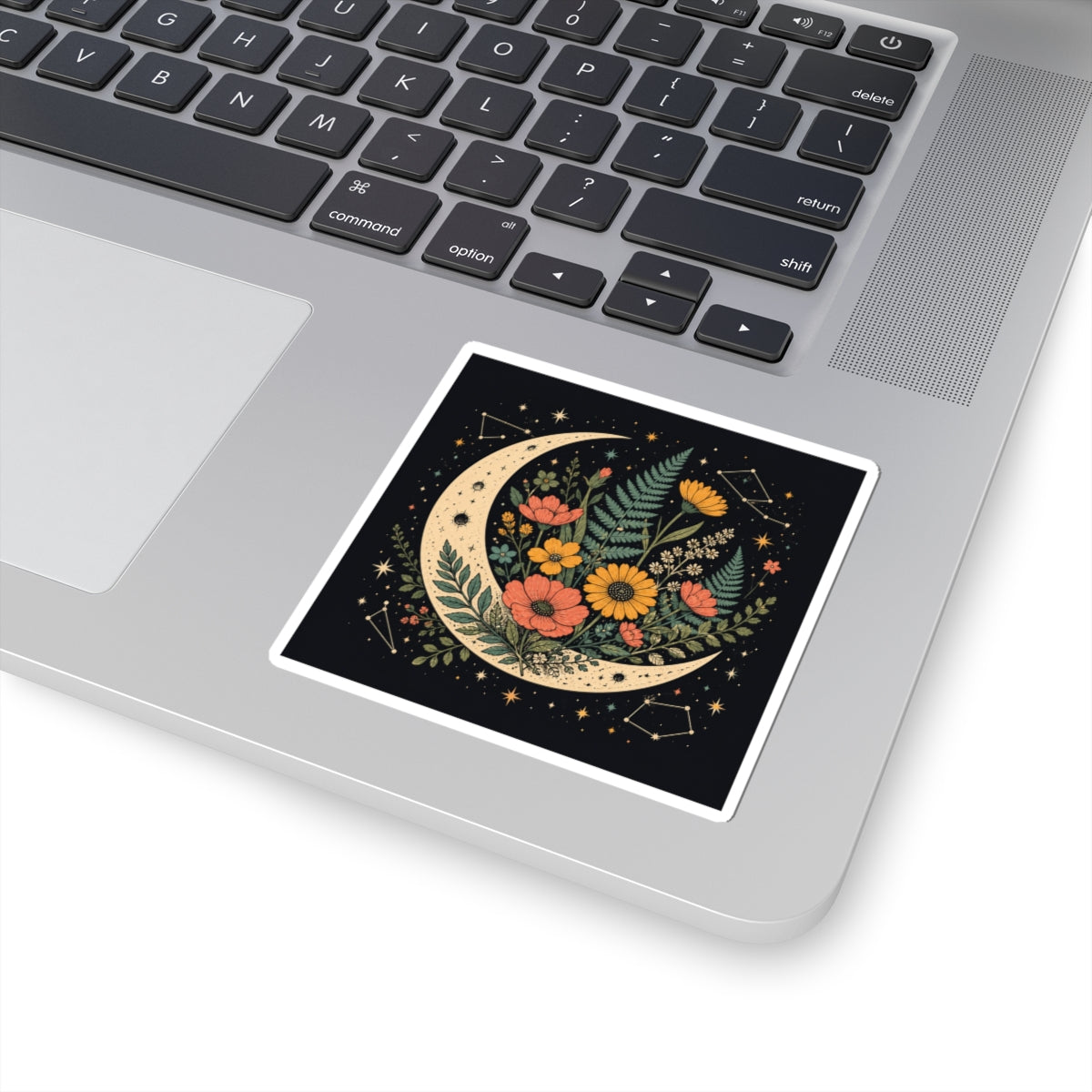 Celestial Wildflower Crescent Moon Botanical Sticker
