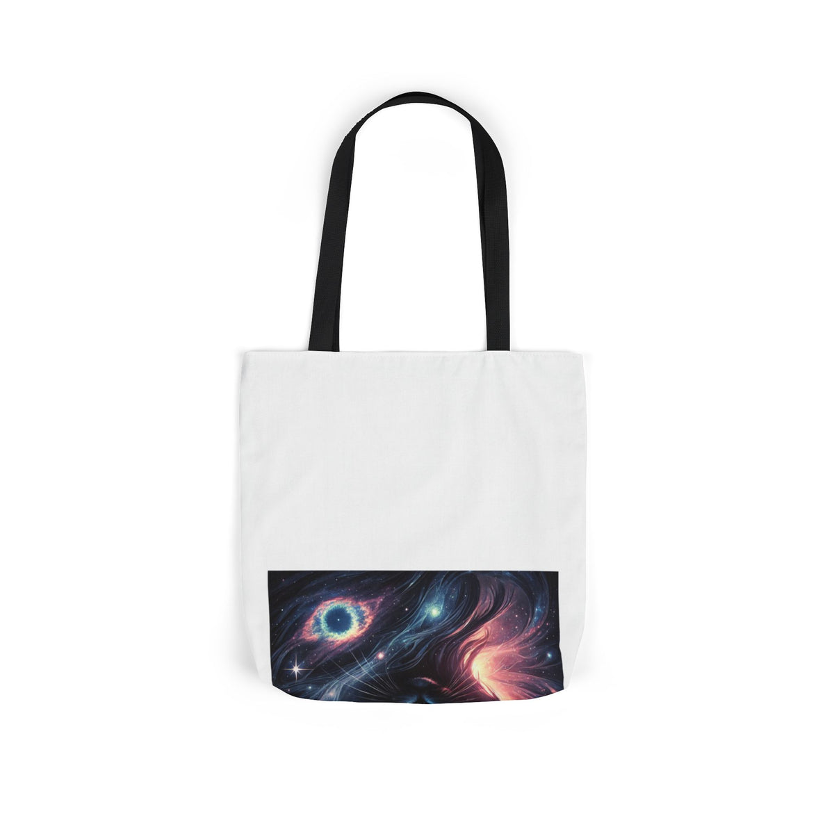 Cosmic Black Cat Galaxy Celestial Canvas Tote Bag