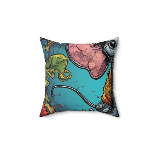 Colorful Storybook Elephant Floral Decorative Pillow