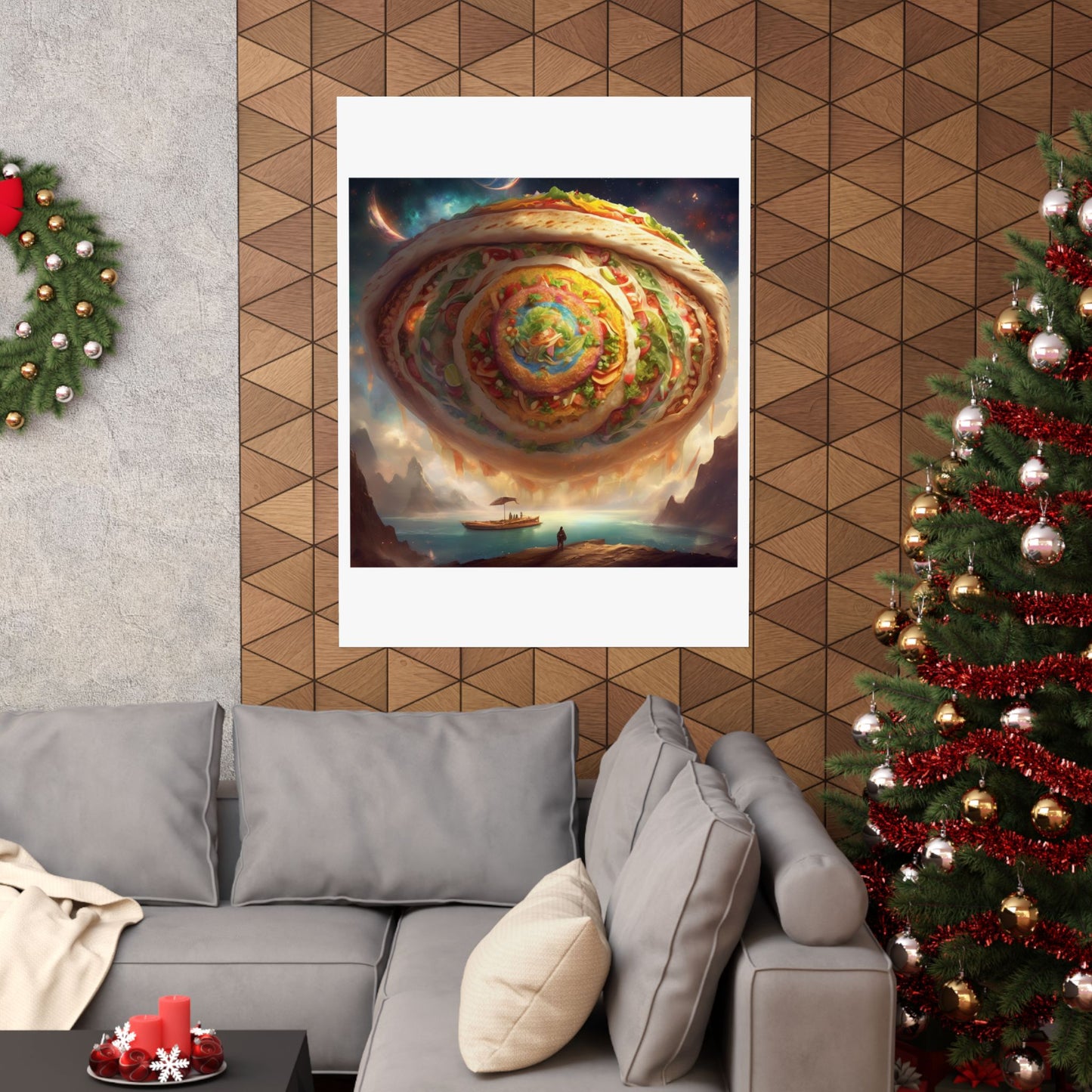 Cosmic Taco Portal Surreal Food Fantasy Art Poster