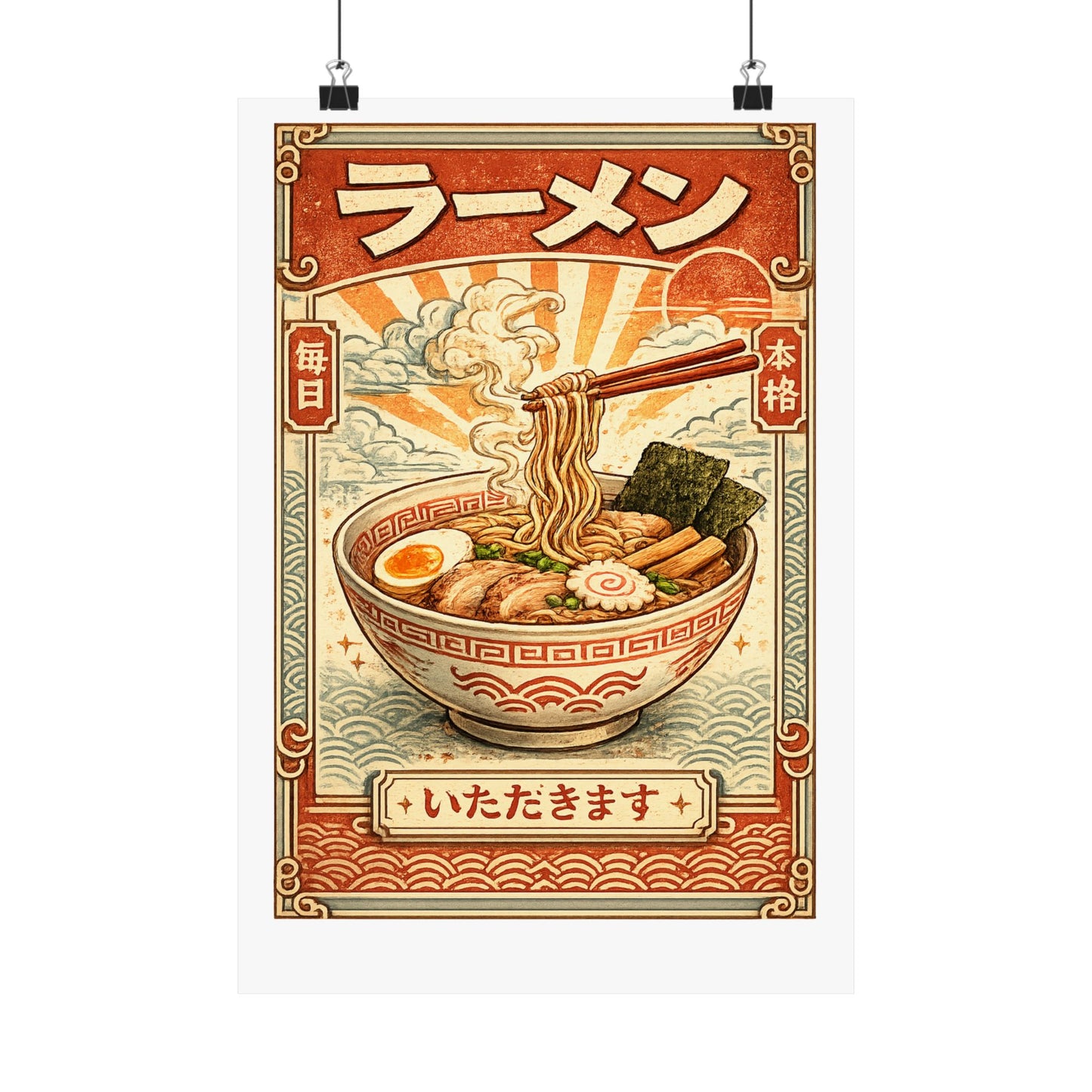 Vintage Ramen Bowl Japanese Food Art Poster