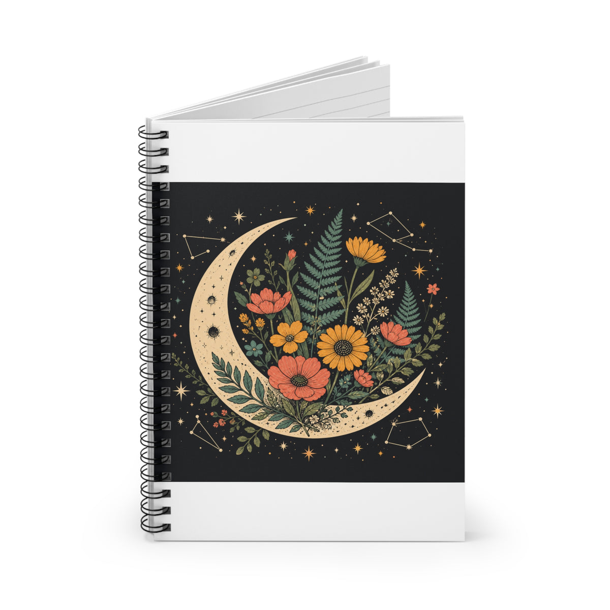 Celestial Wildflower Moon Botanical Spiral Notebook