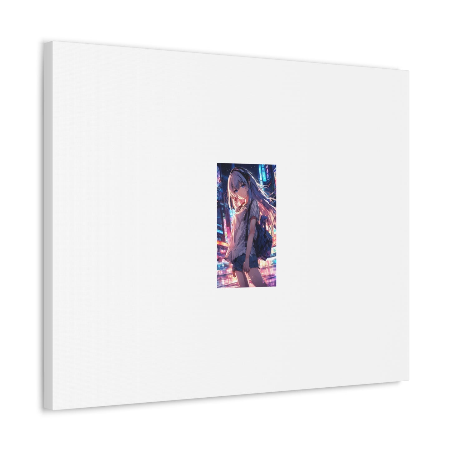 Anime City Night Heroine Portrait Neon Canvas Wall Art