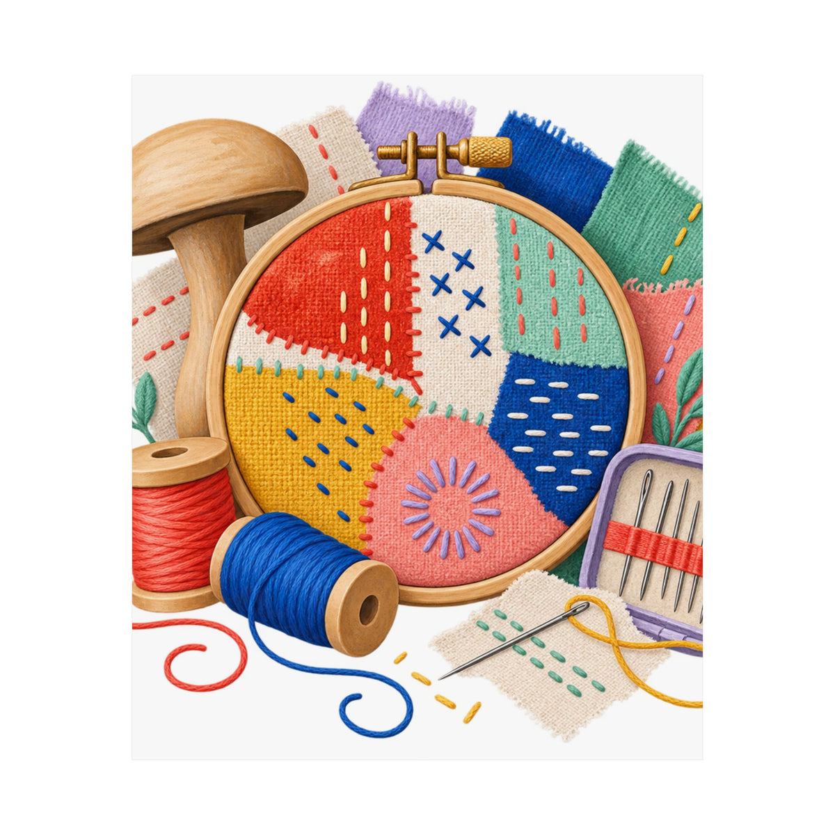 Colorful Visible Mending Workshop Poster