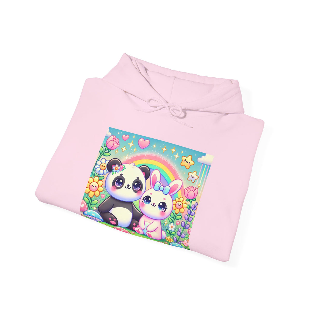 Pastel Panda and Bunny Rainbow Garden Hoodie