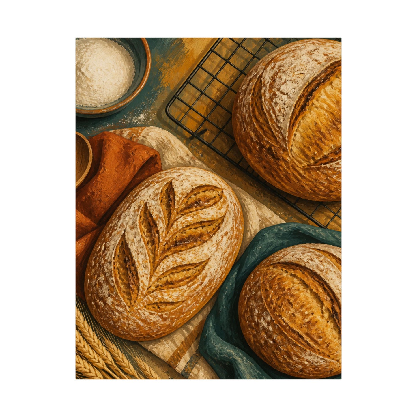 Artisan Bread Baking Still Life Poster