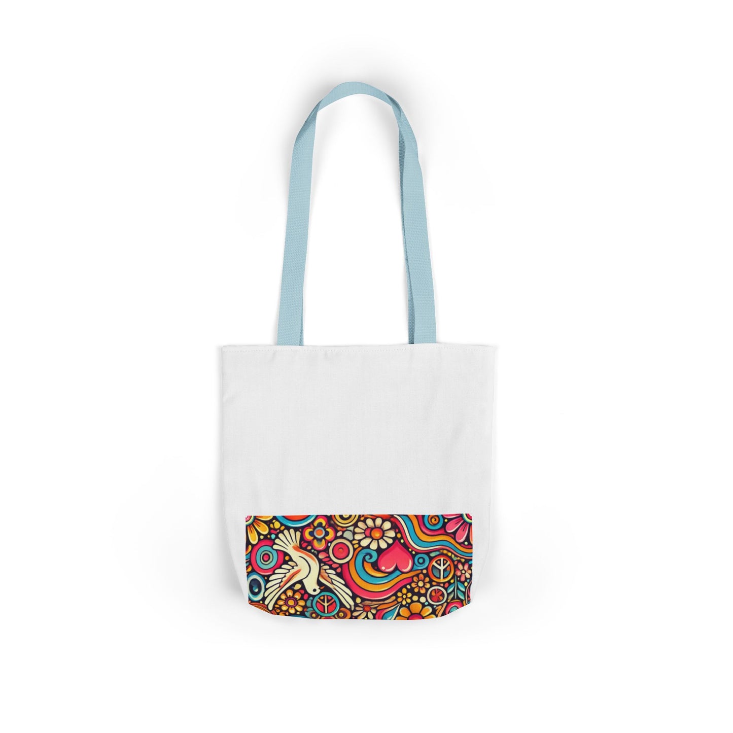 Colorful Peace Floral Pattern Canvas Tote Bag