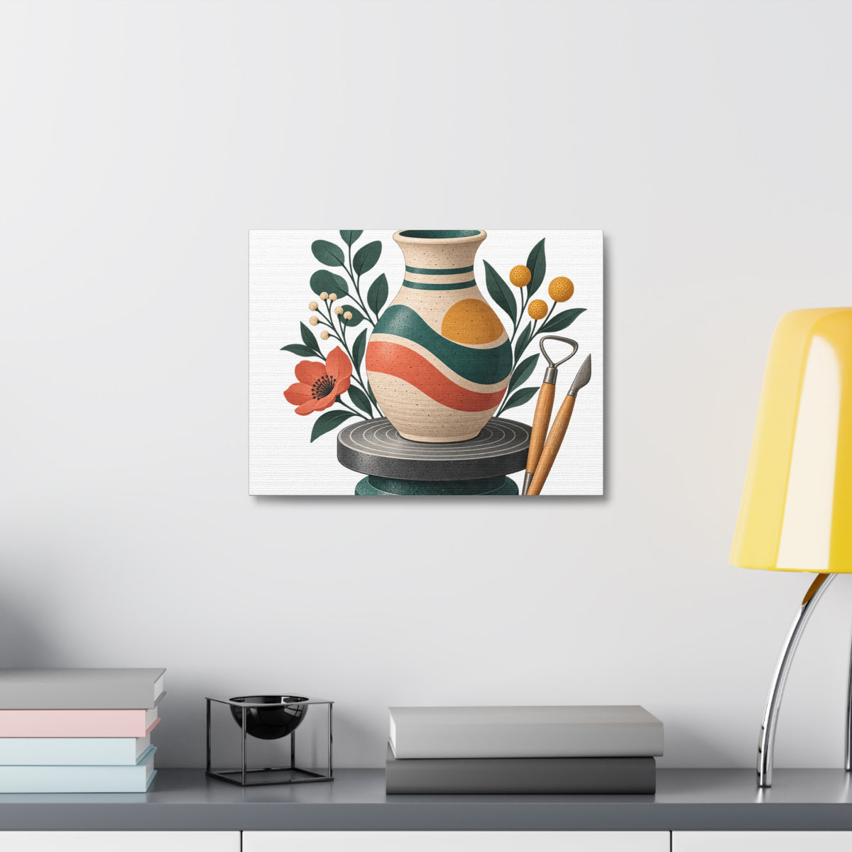 Midcentury Pottery Botanical Art Canvas