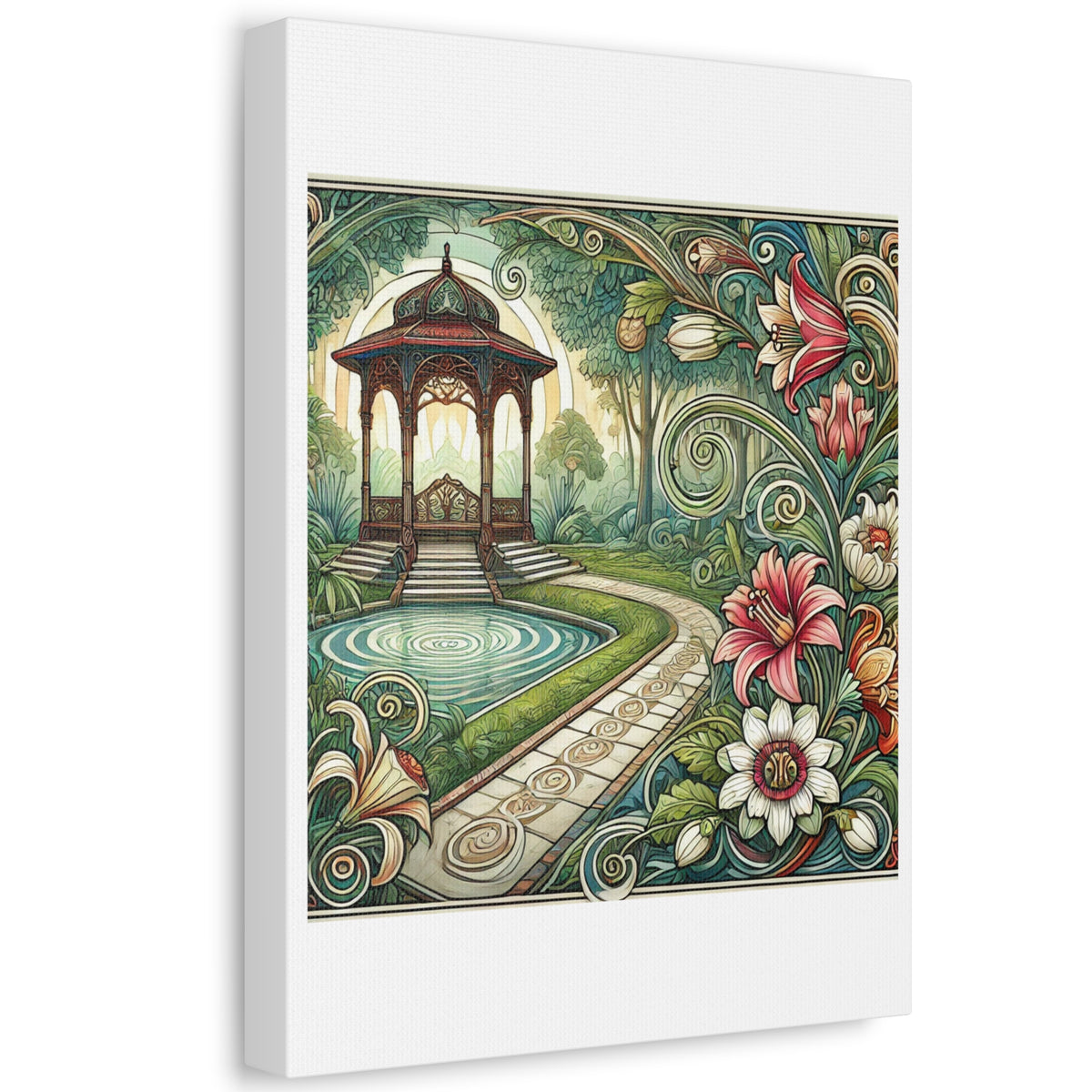 Botanical Gazebo Garden Art Nouveau Canvas Wall Art