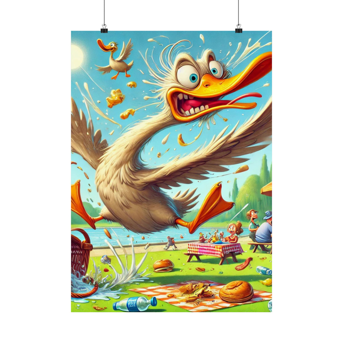 Chaotic Picnic Duck Funny Summer Wall Art Poster