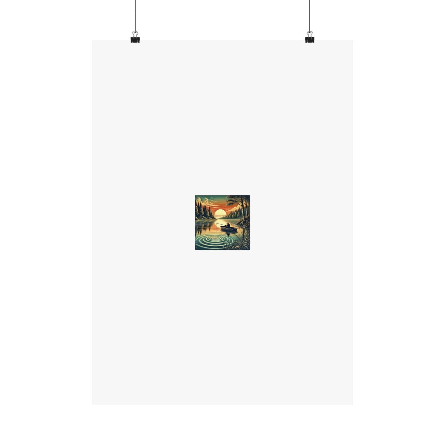 Sunset Lake Fishing Retreat Poster Lake House Fishing Wall Art Gift