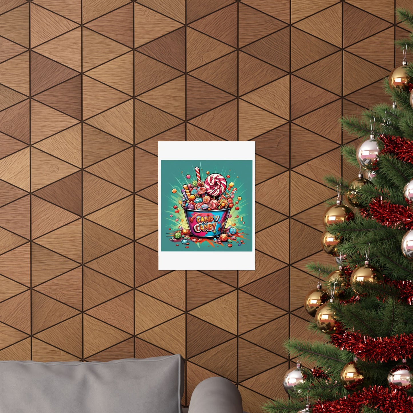 Holiday Candy Bucket Sweets Gift Art Poster