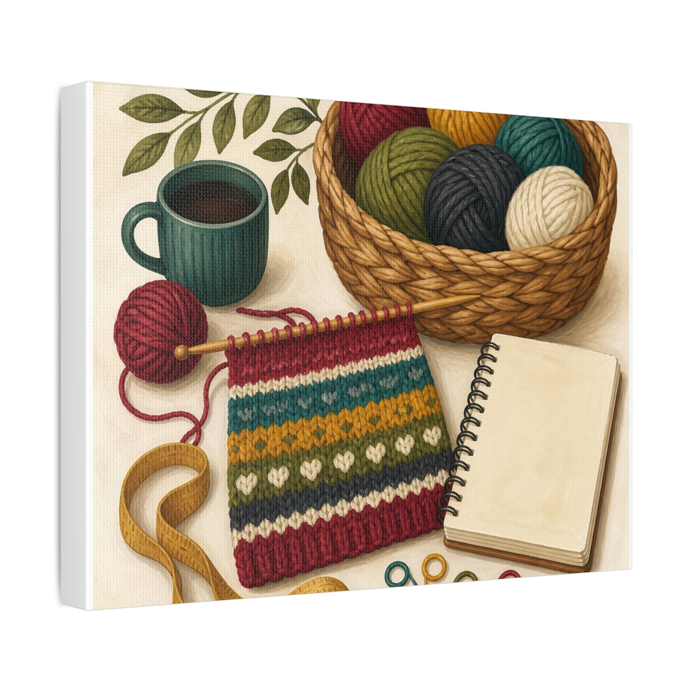 Cozy Knitting and Yarn Hobby Art Canvas Art