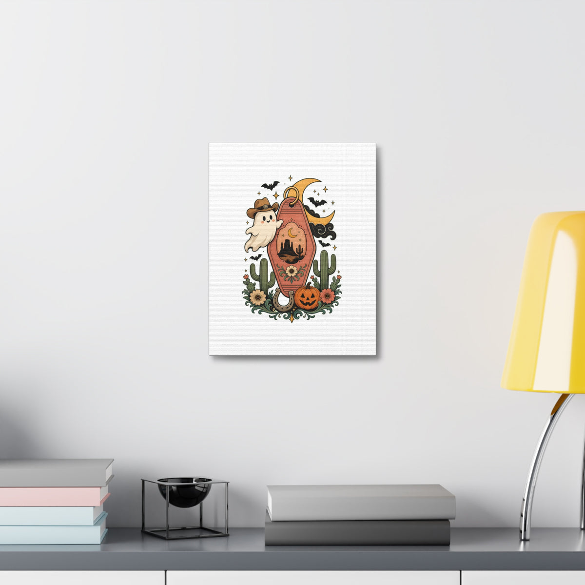 Haunted Desert Keytag Ghost Halloween Canvas