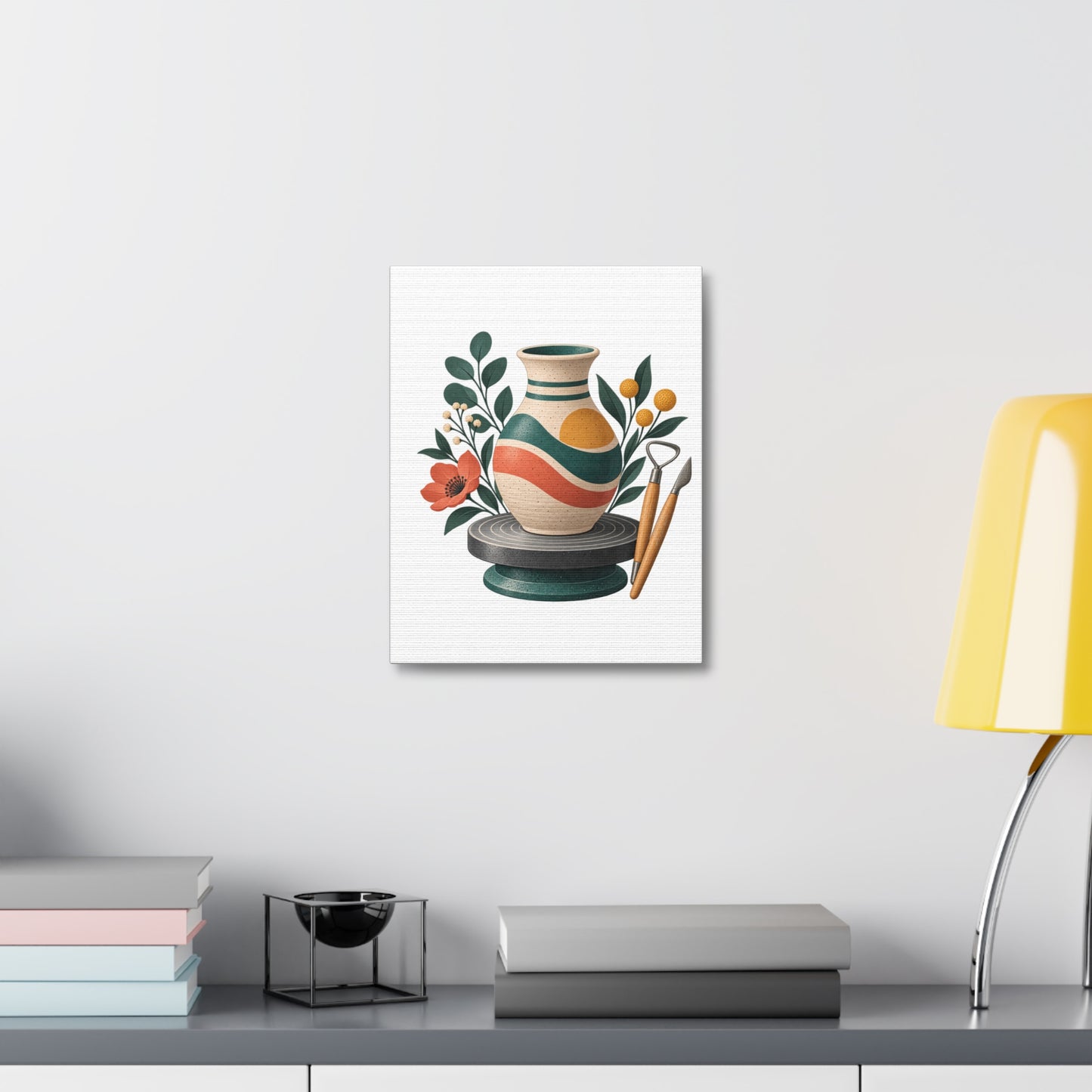 Midcentury Pottery Botanical Art Canvas