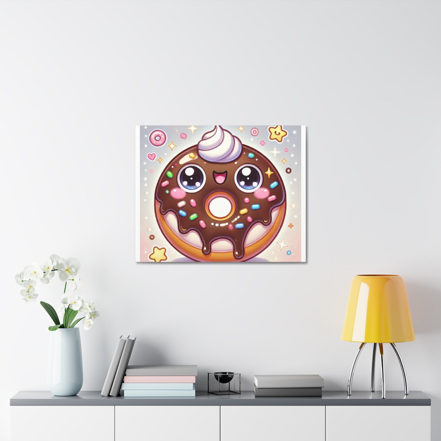 Kawaii Chocolate Donut Cute Dessert Canvas Wall Art