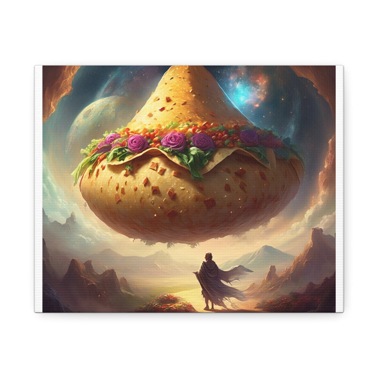 Cosmic Taco Planetoid Surreal Food Fantasy Art Canvas