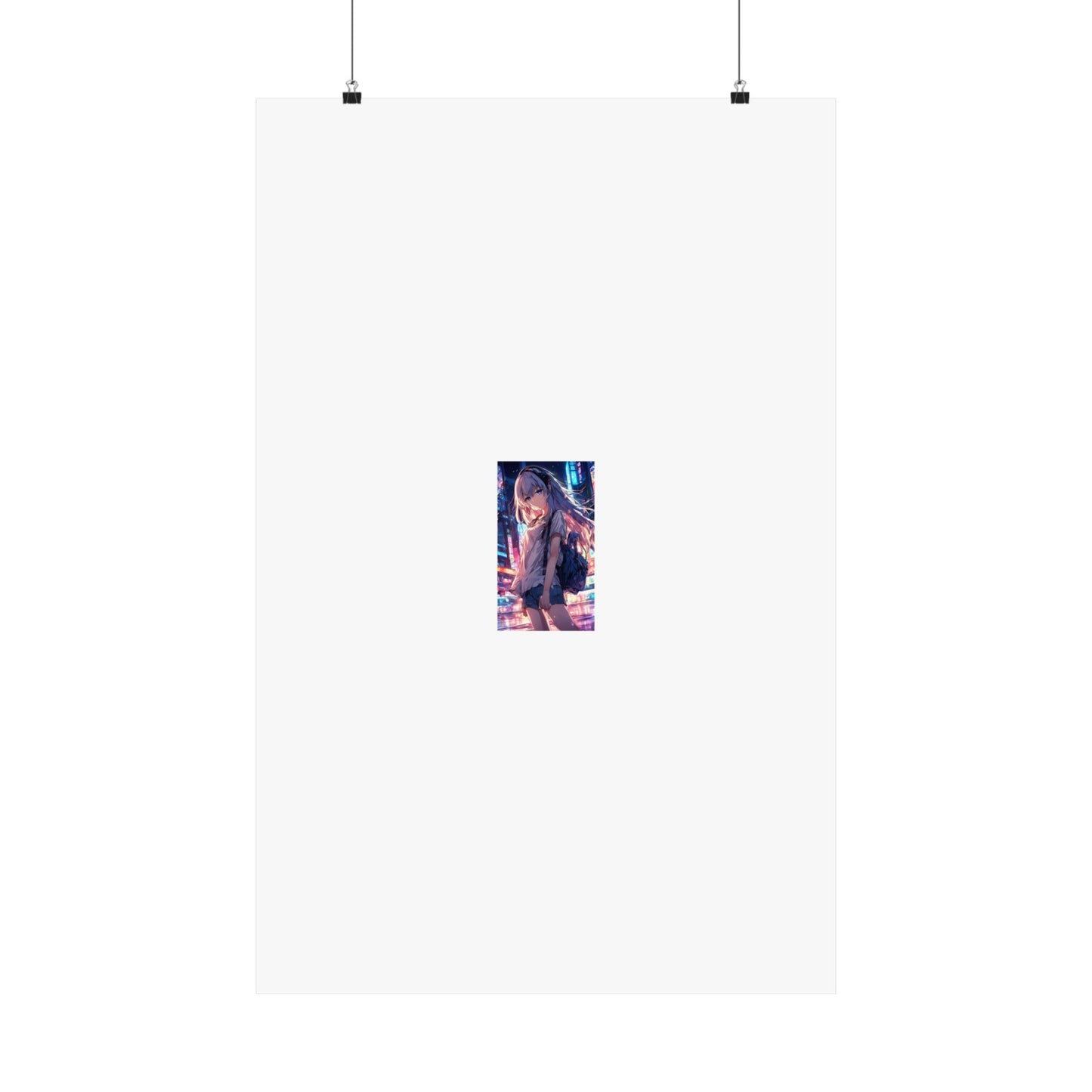 Anime City Night Heroine Portrait Neon Poster Art