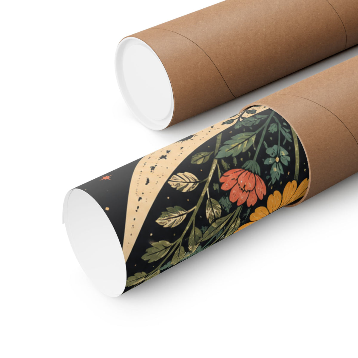 Celestial Wildflower Crescent Moon Botanical Art Poster