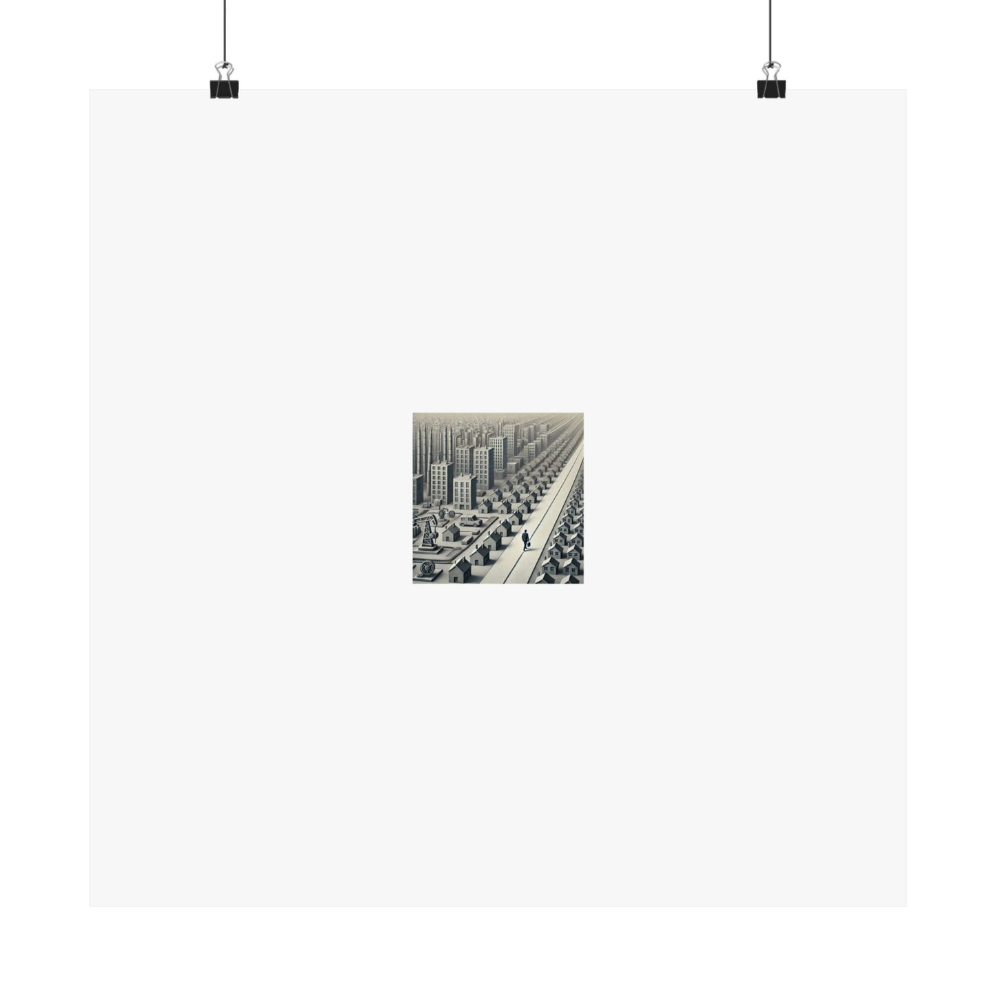 Monochrome Urban Factory Cityscape Poster Industrial Wall Art Gift
