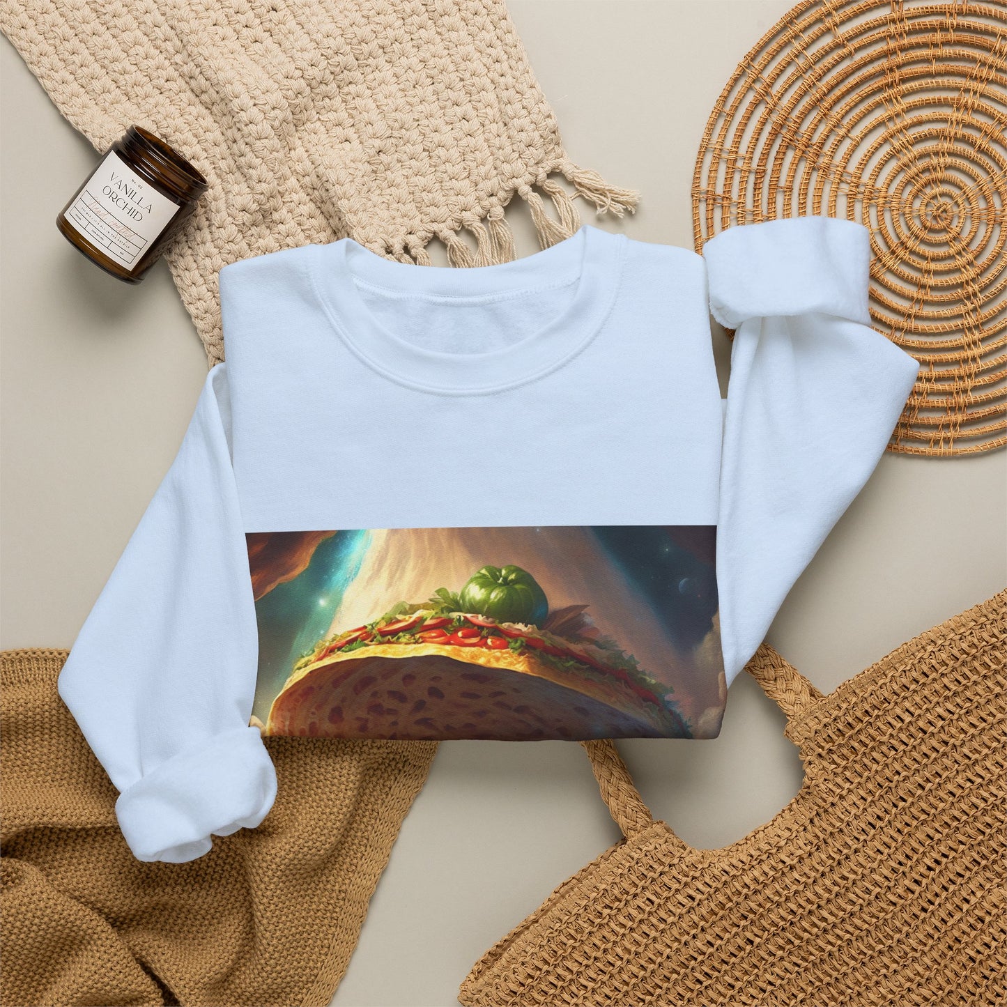Cosmic Taco UFO Surreal Food Fantasy Art Sweatshirt