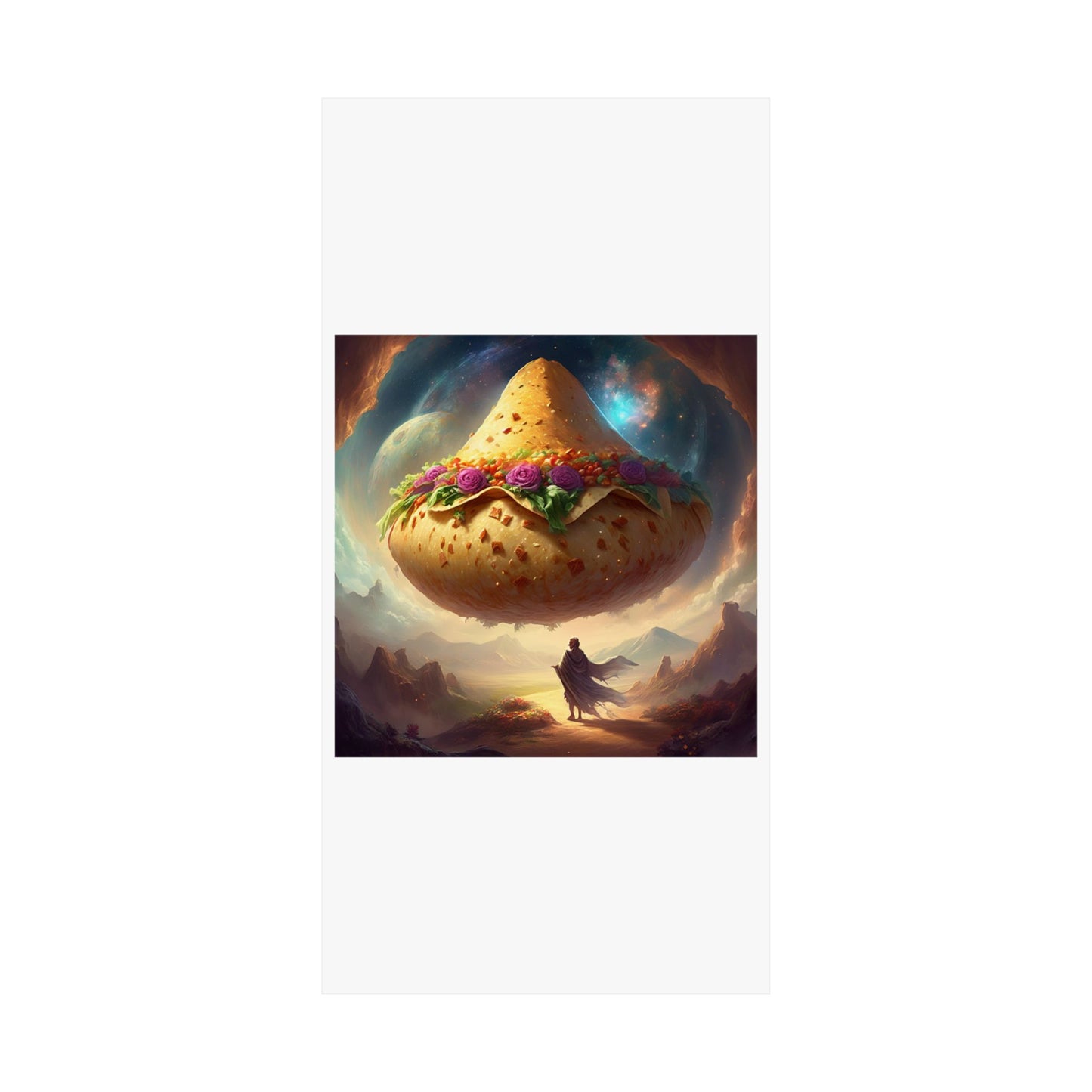 Cosmic Taco Planetoid Surreal Food Fantasy Art Poster
