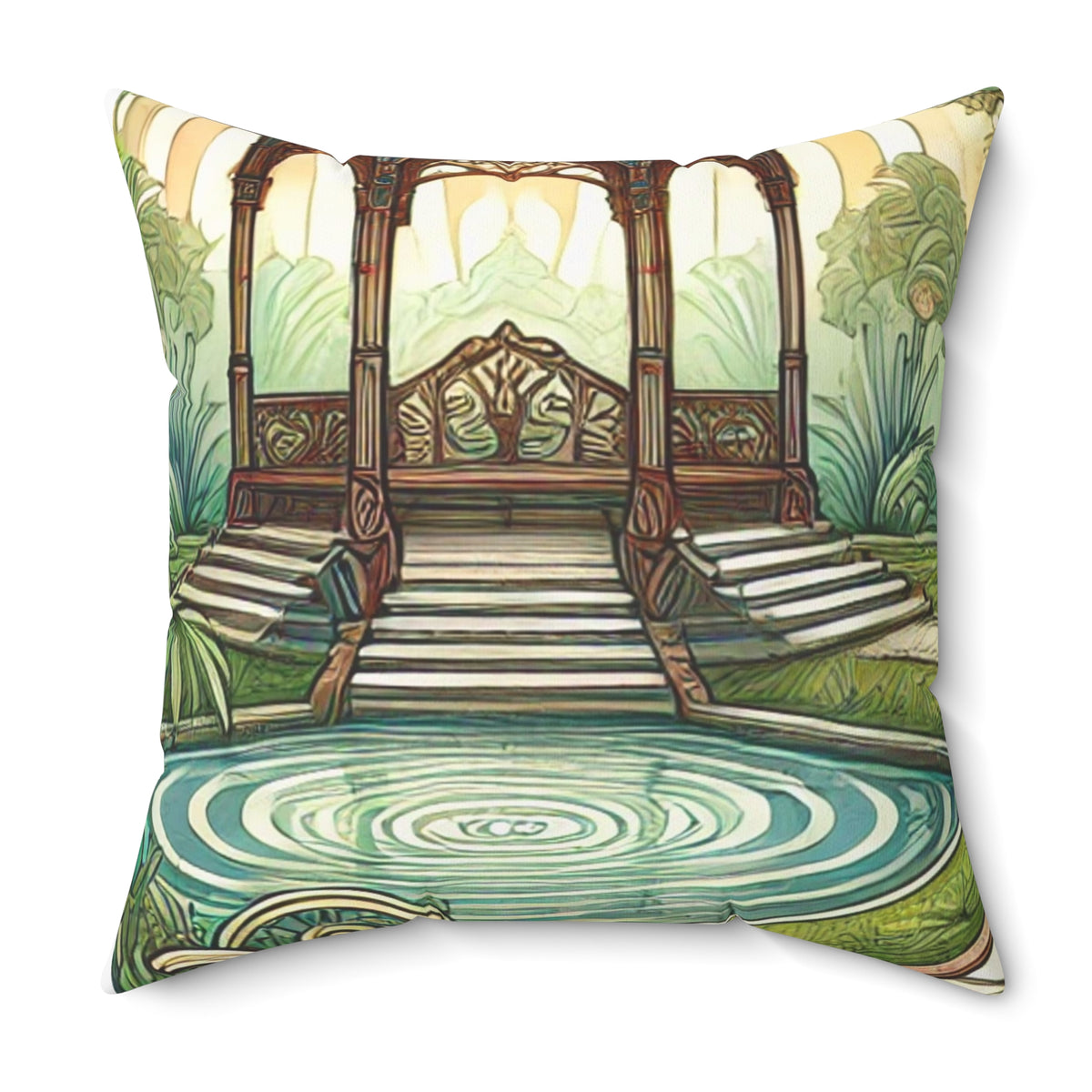 Botanical Gazebo Garden Art Nouveau Decorative Pillow