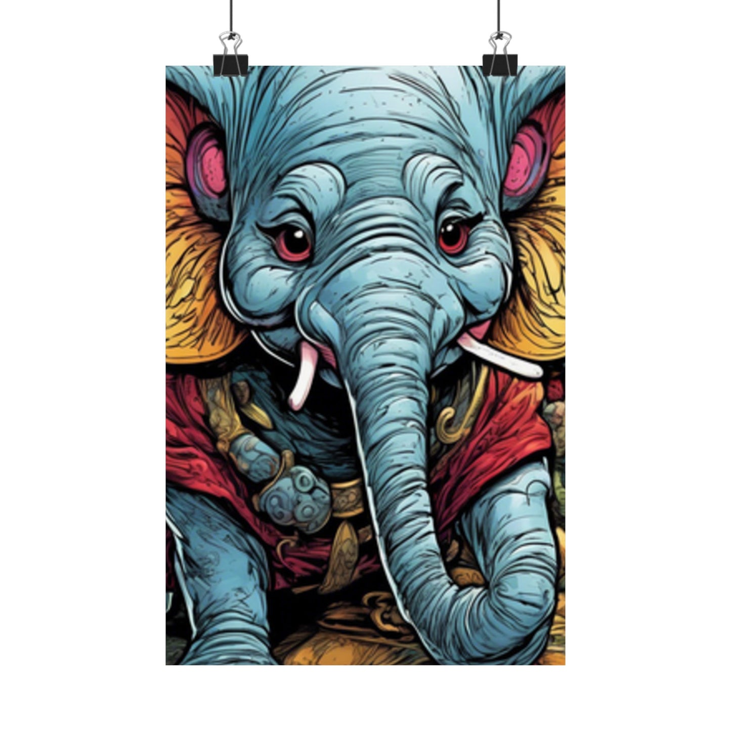 Colorful Elephant Garden Parade Wildlife Wall Art Poster