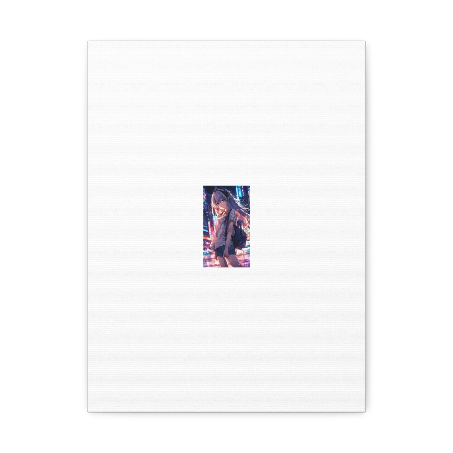 Anime City Night Heroine Portrait Neon Canvas Wall Art