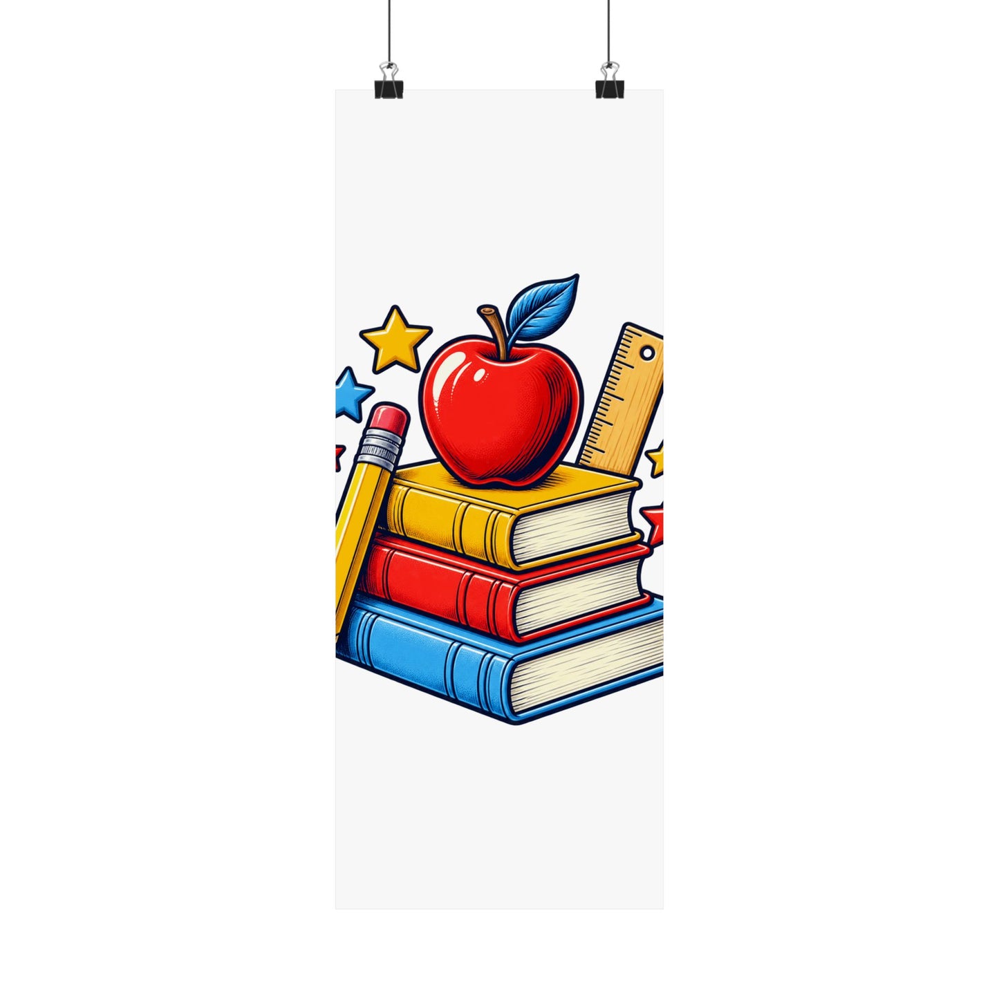 Retro School Books Apple Teacher Appreciation Art Poster