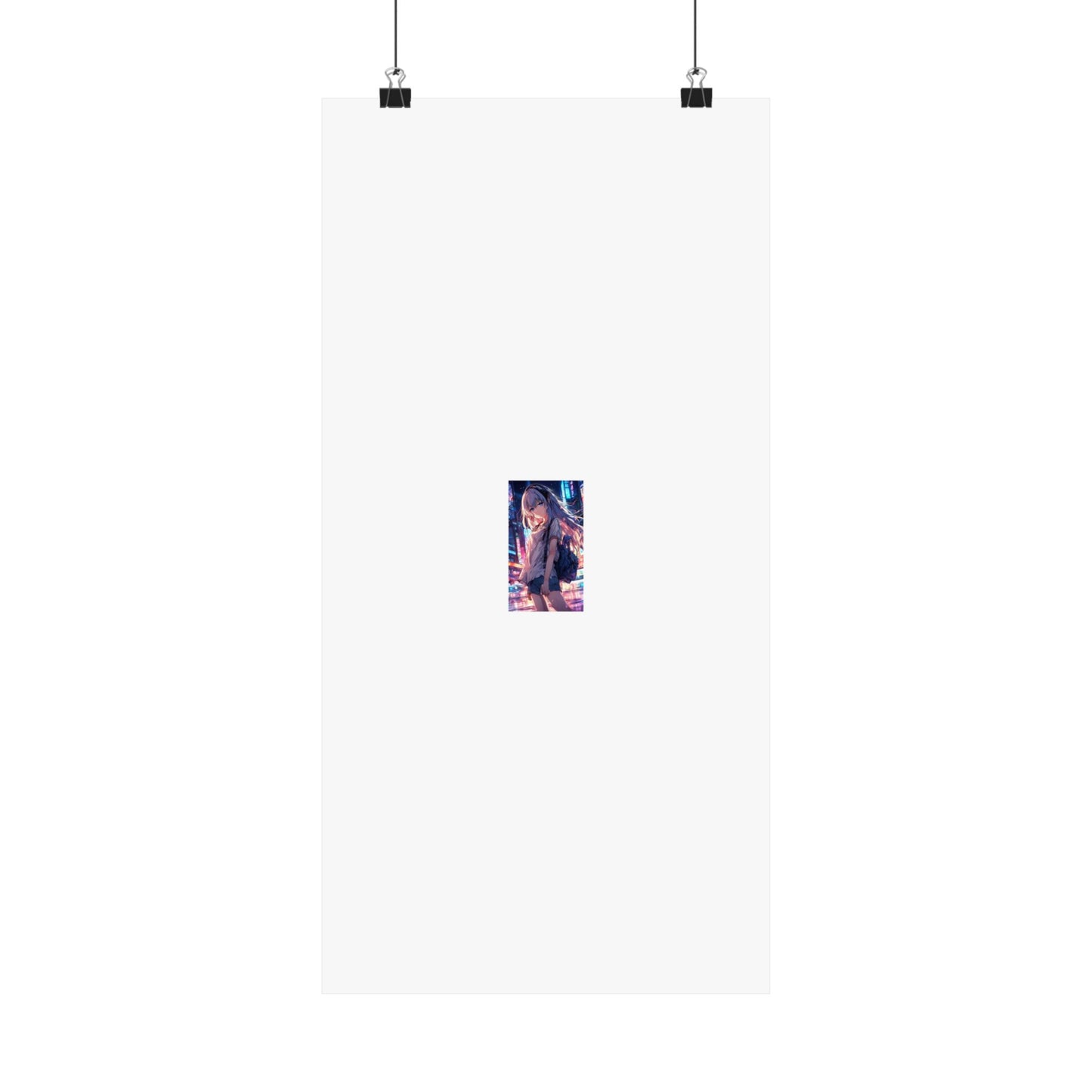 Anime City Night Heroine Portrait Neon Poster Art