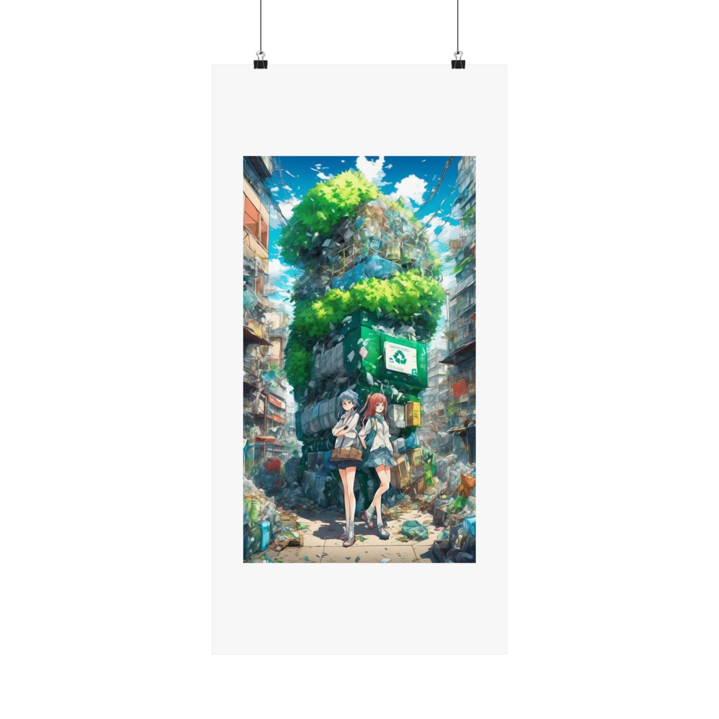 Urban Recycling Anime Friends Green City Wall Poster