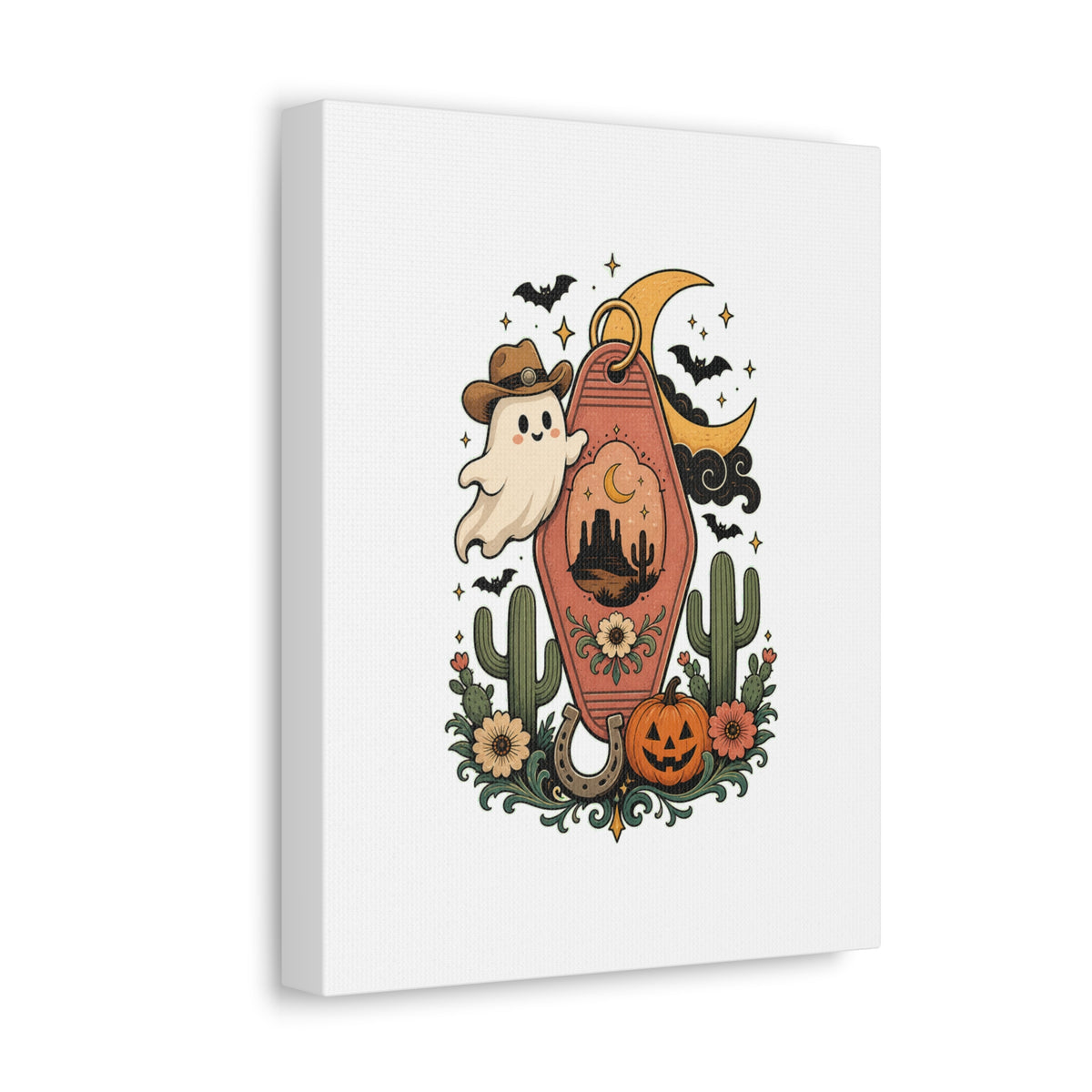 Haunted Desert Keytag Ghost Halloween Canvas