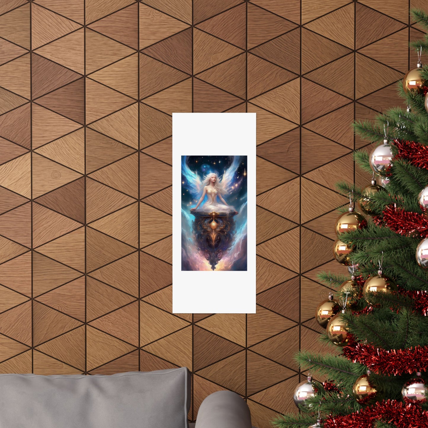 Celestial Winged Meditation Fantasy Portrait Poster