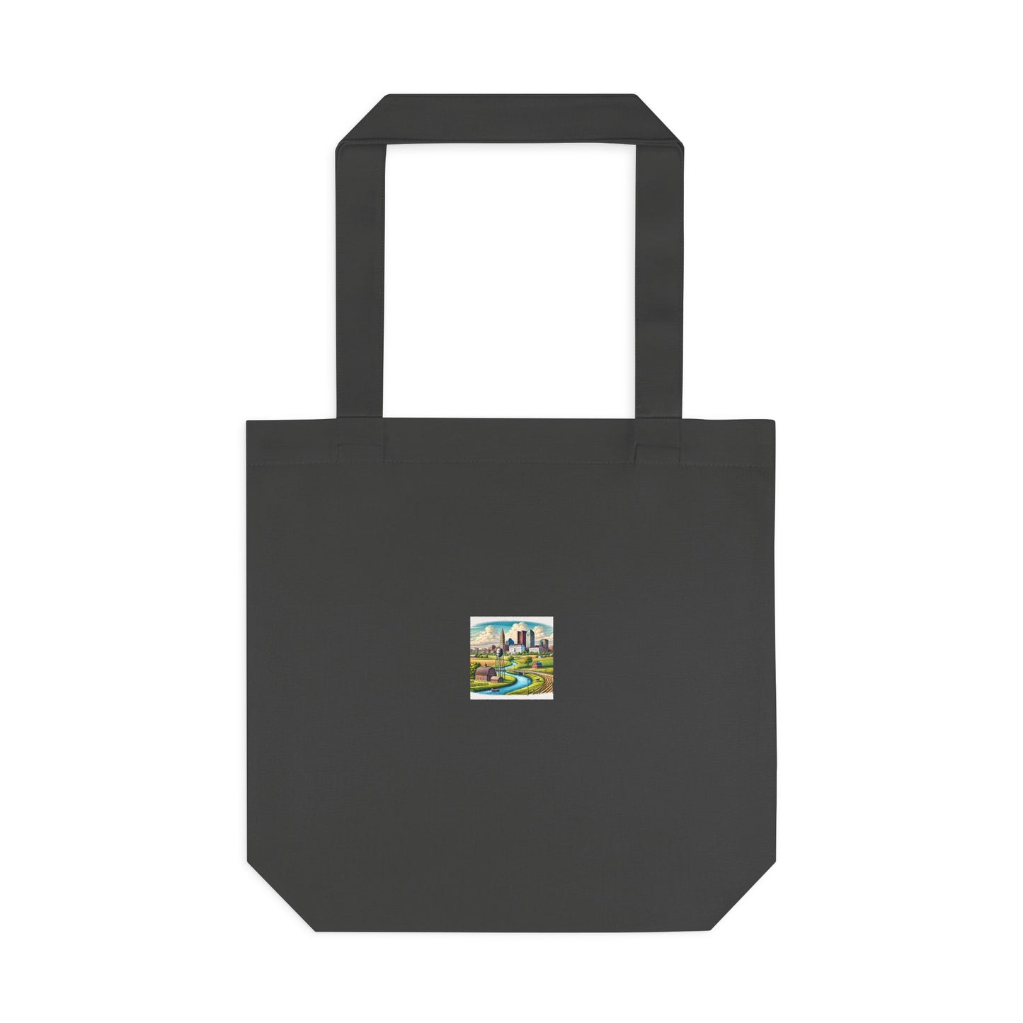 Rural River City Skyline Hometown Landscape Tote Bag