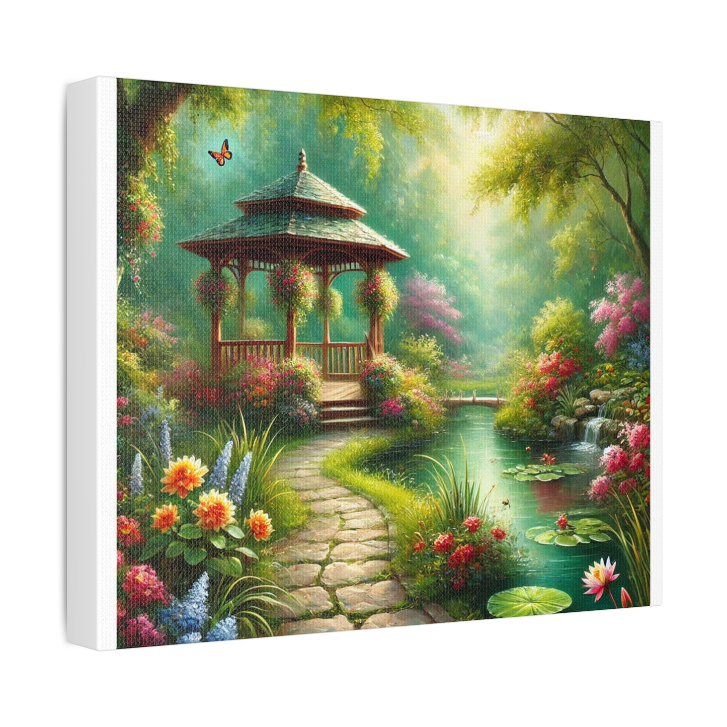 Spring Garden Gazebo Floral Landscape Canvas