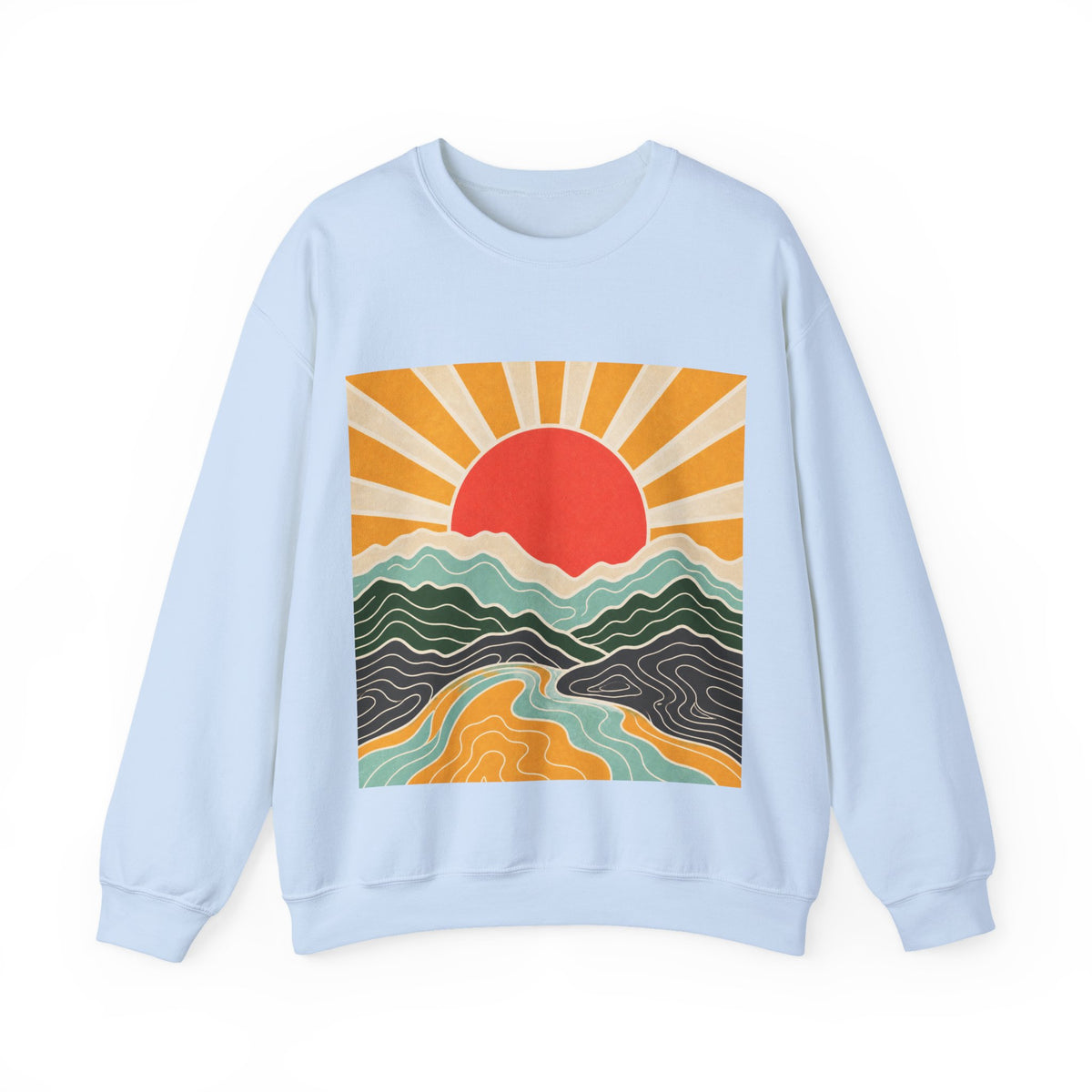 Topographic Sunrise Modern Outdoor Art Sweatshirt