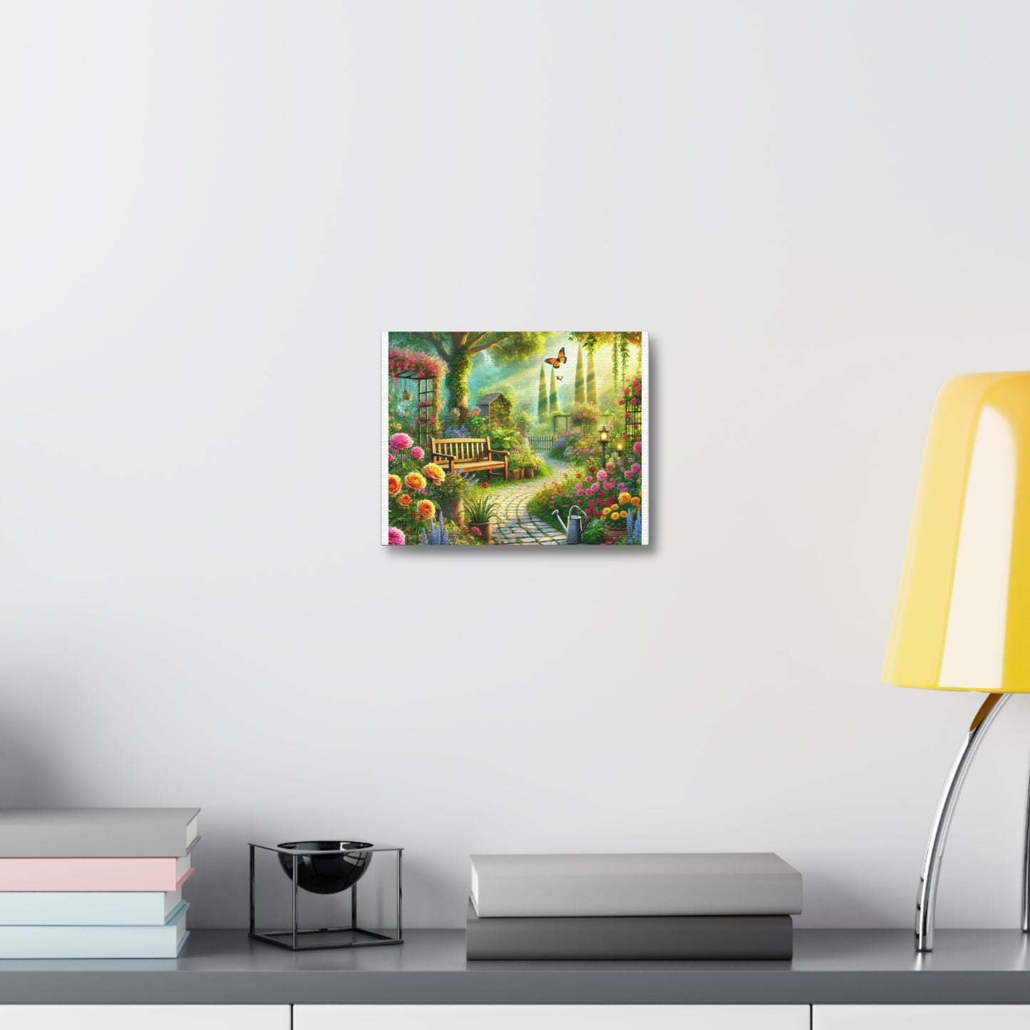 Sunlit Spring Flower Garden Bench Canvas