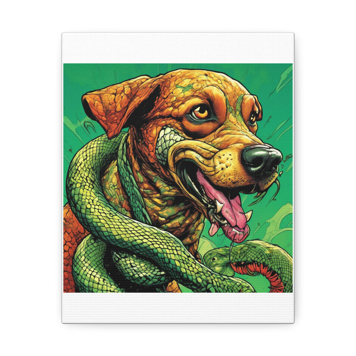 Serpent Guardian Dog Bold Fantasy Creature Canvas Art