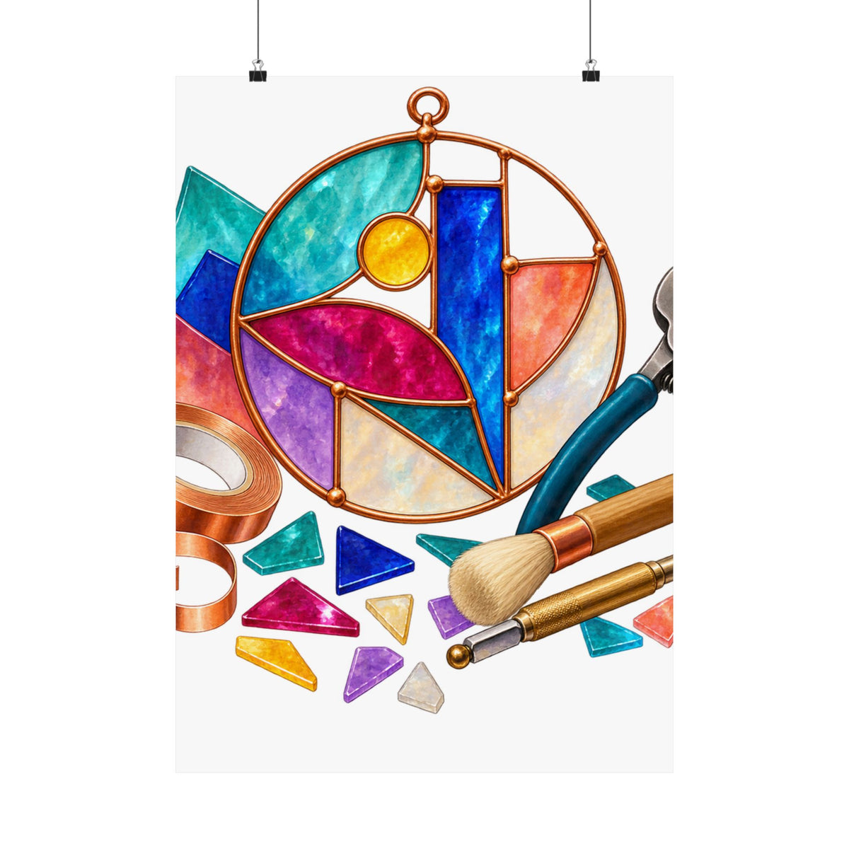Abstract Stained Glass Suncatcher Workshop Poster