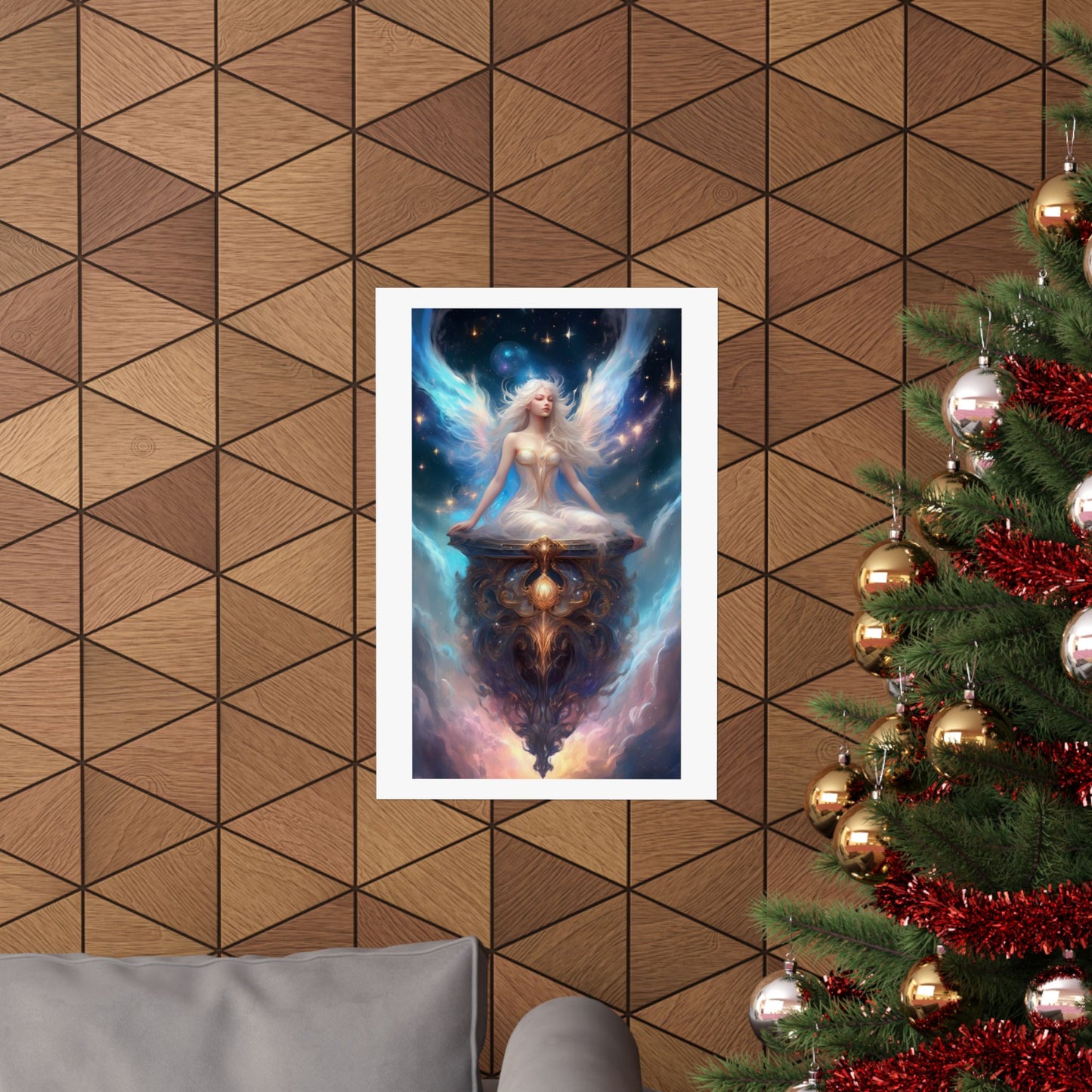 Celestial Winged Meditation Fantasy Portrait Poster