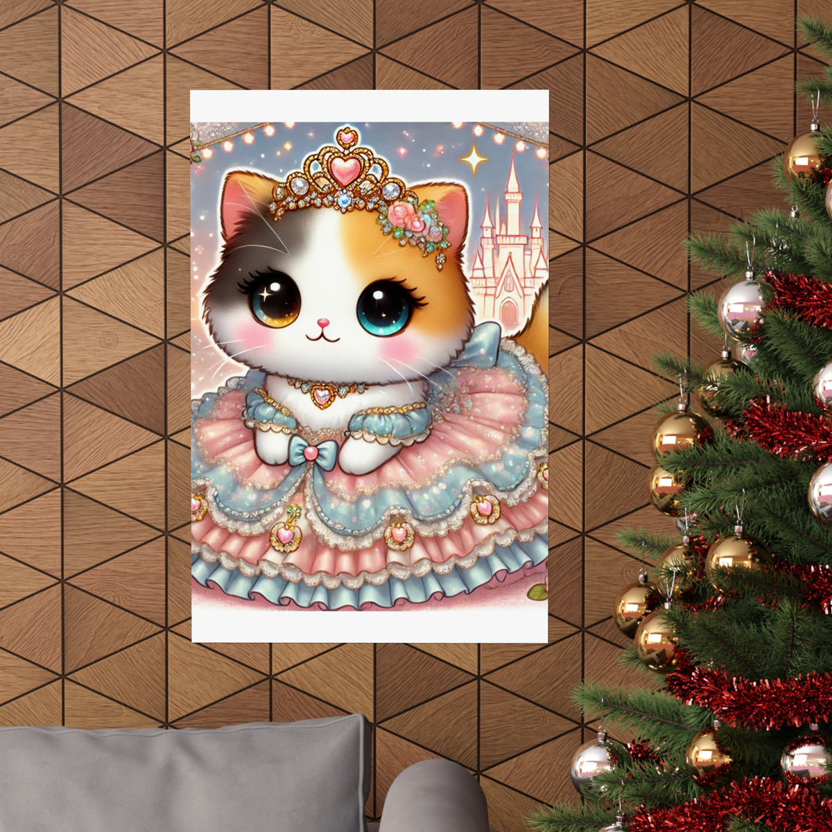 Pastel Princess Calico Cat Fantasy Wall Art Poster