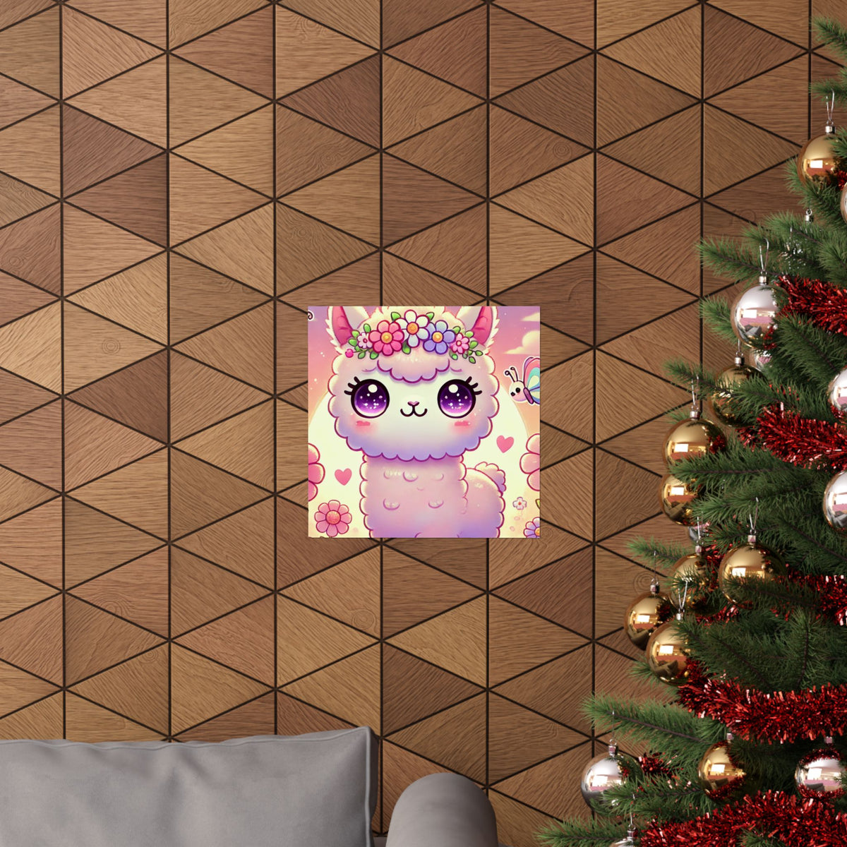 Pastel Floral Alpaca Garden Kawaii Wall Art Poster