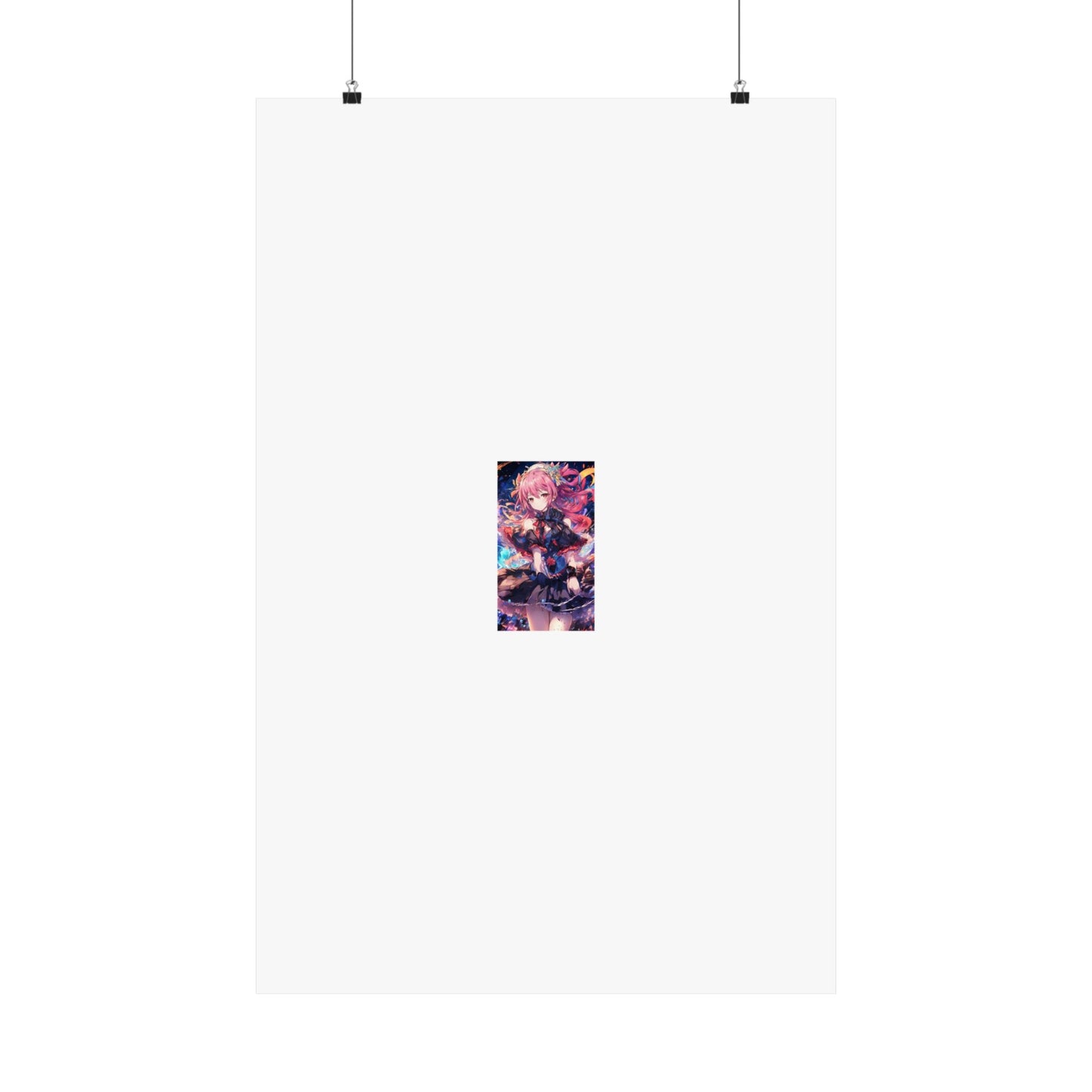 Pink Haired Fantasy Heroine Anime Portrait Poster Art