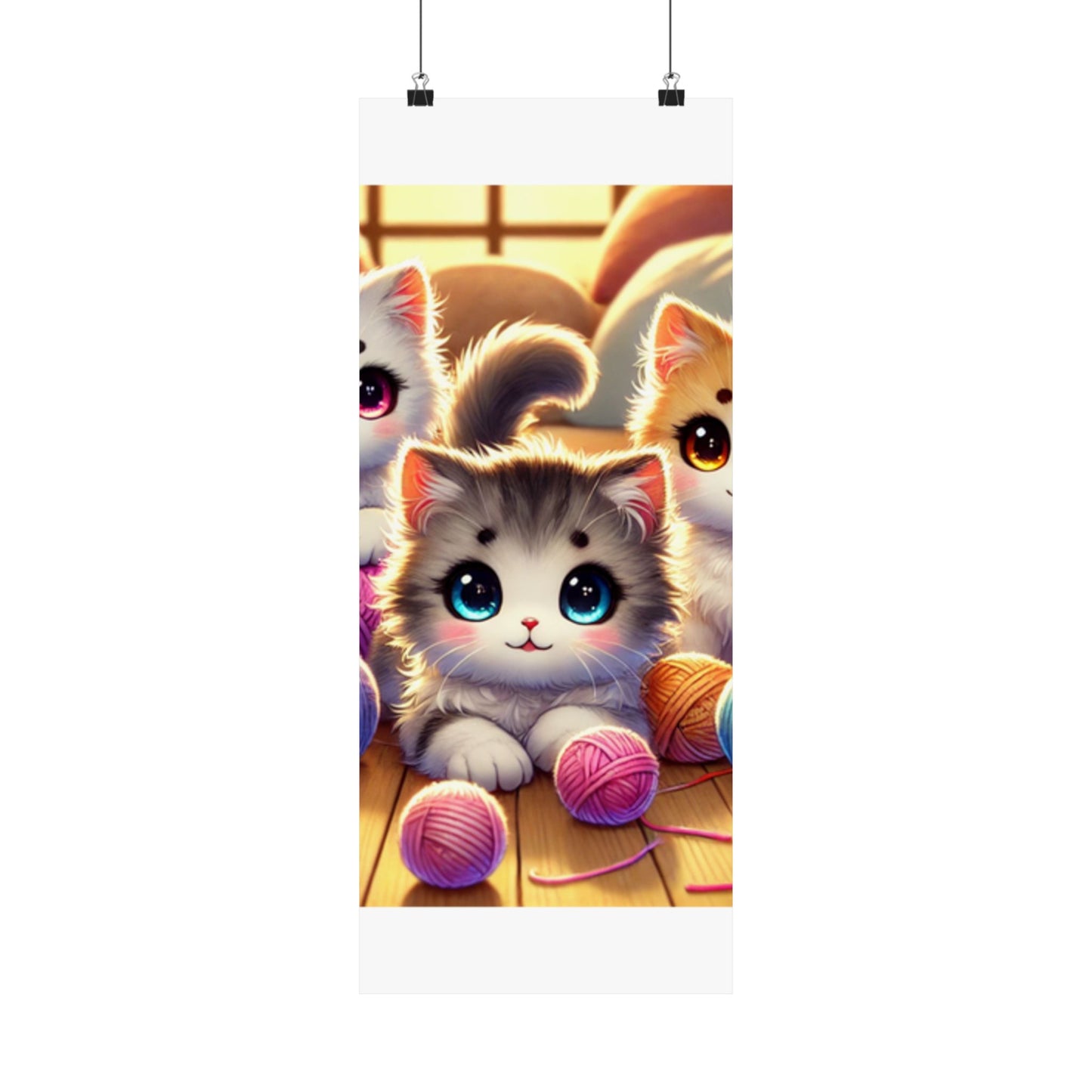 Cozy Yarn Kittens Cute Cat Poster Knitting Room Wall Art Decor