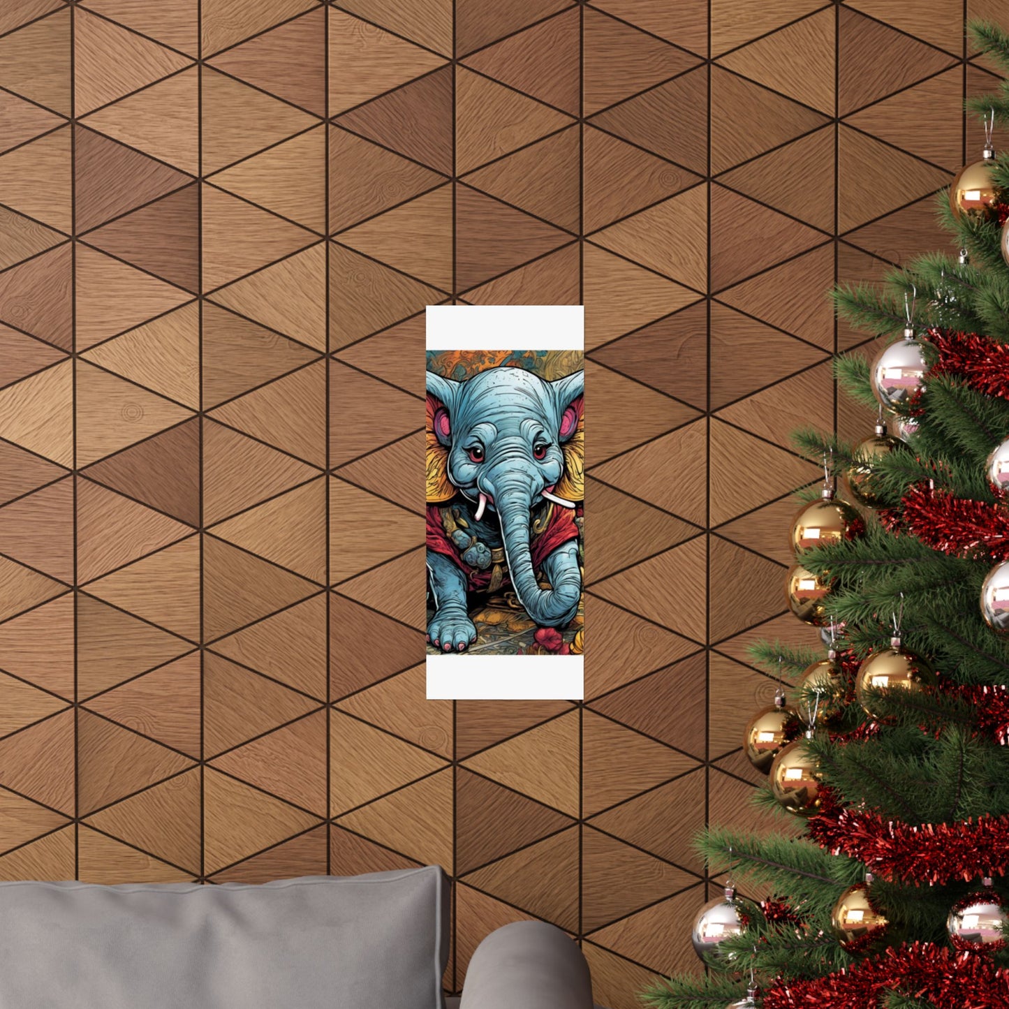 Colorful Elephant Garden Parade Wildlife Wall Art Poster