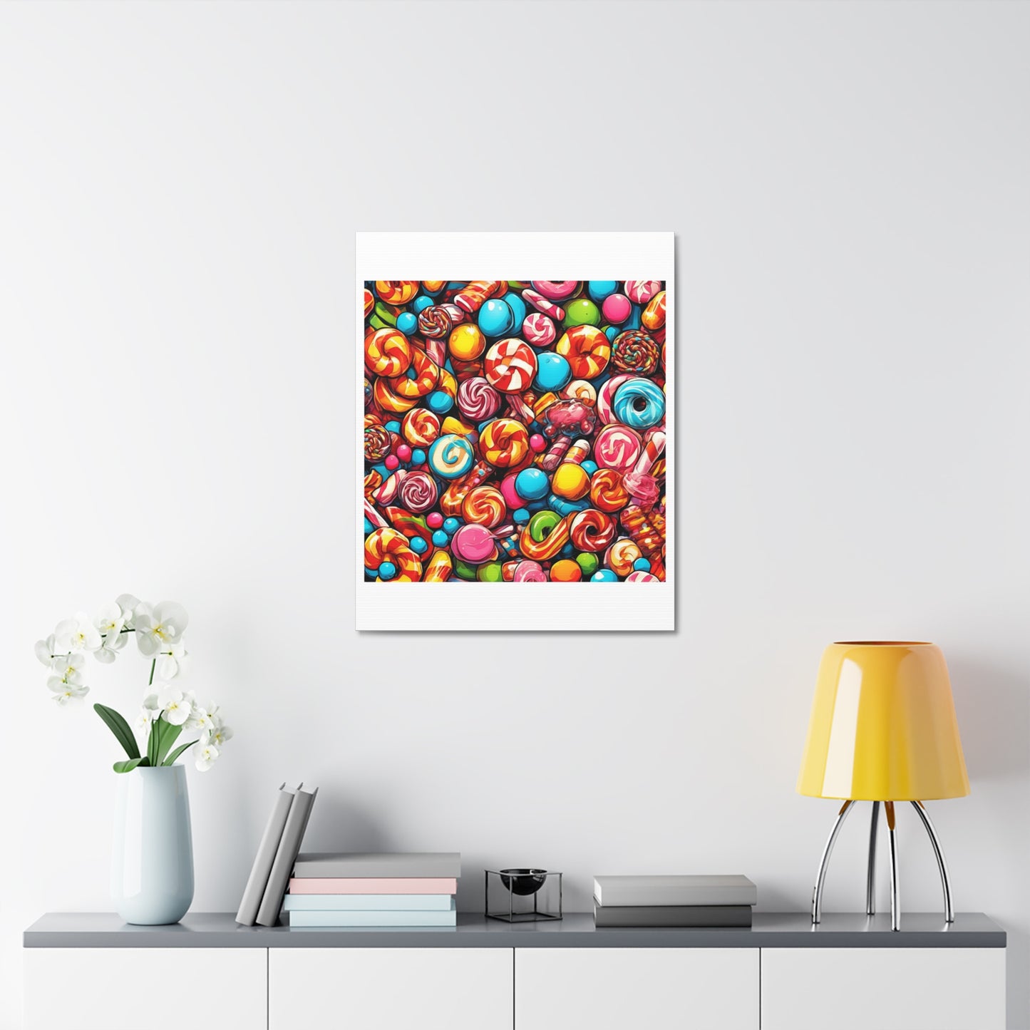 Colorful Candy and Lollipop Pattern Canvas