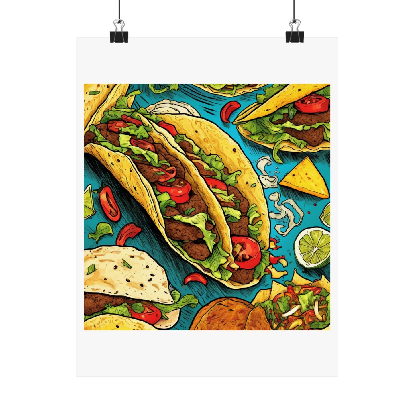 Taco Party Pattern Foodie Gift Art Poster